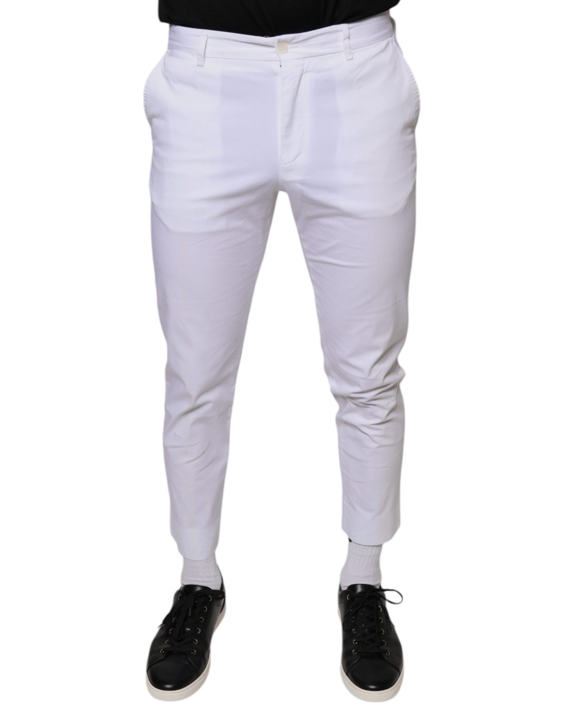 Dolce & Gabbana White Cotton Skinny Dress Pants | Regal Royce