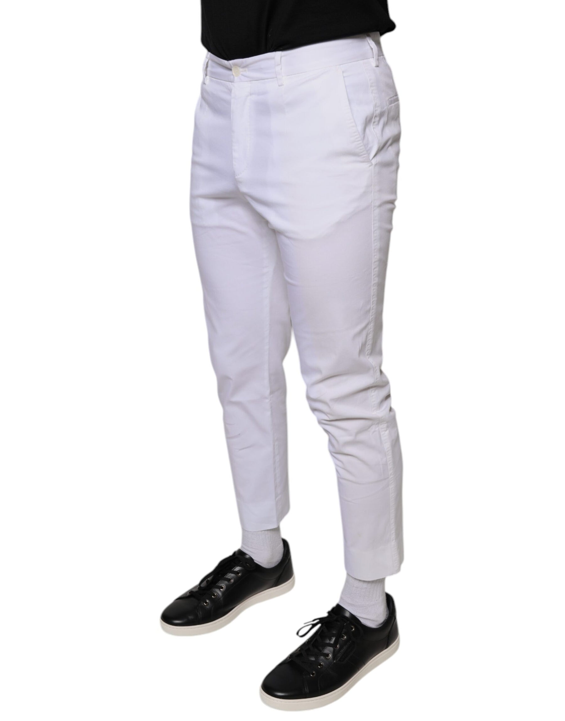 Dolce & Gabbana White Cotton Skinny Dress Pants | Regal Royce