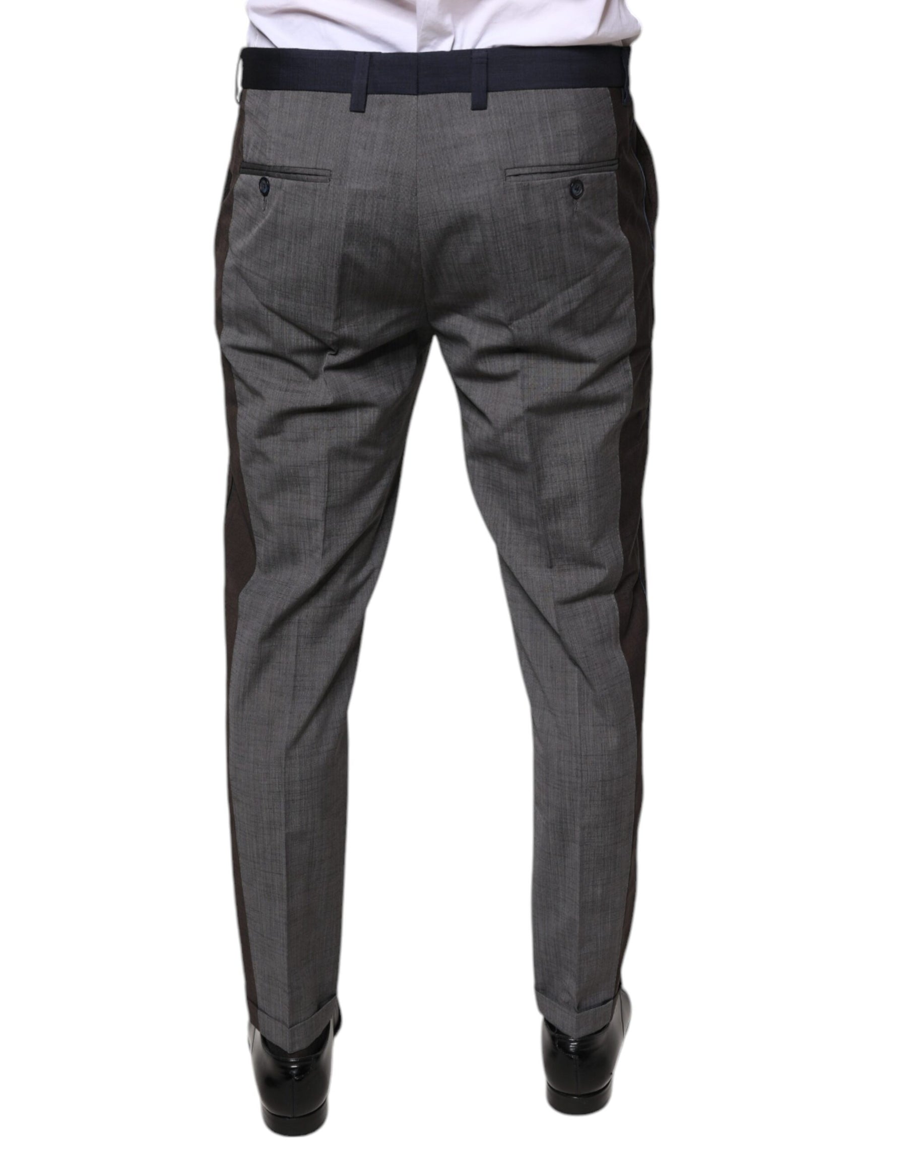 Dolce & Gabbana Black Cotton Wool Formal Dress Pants | Regal Royce