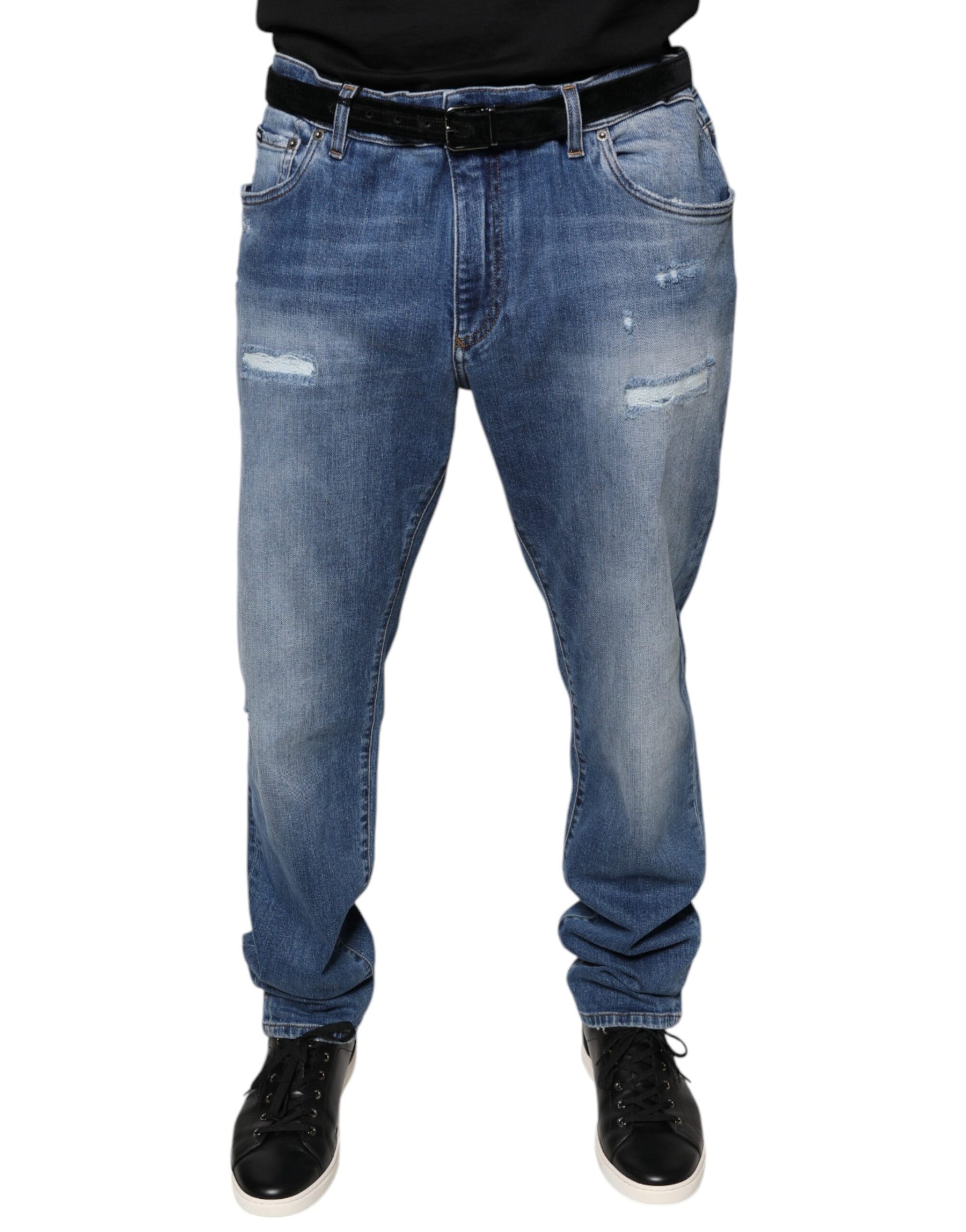Dolce & Gabbana Blue Washed Cotton Stretch Men Denim Jeans | Regal Royce