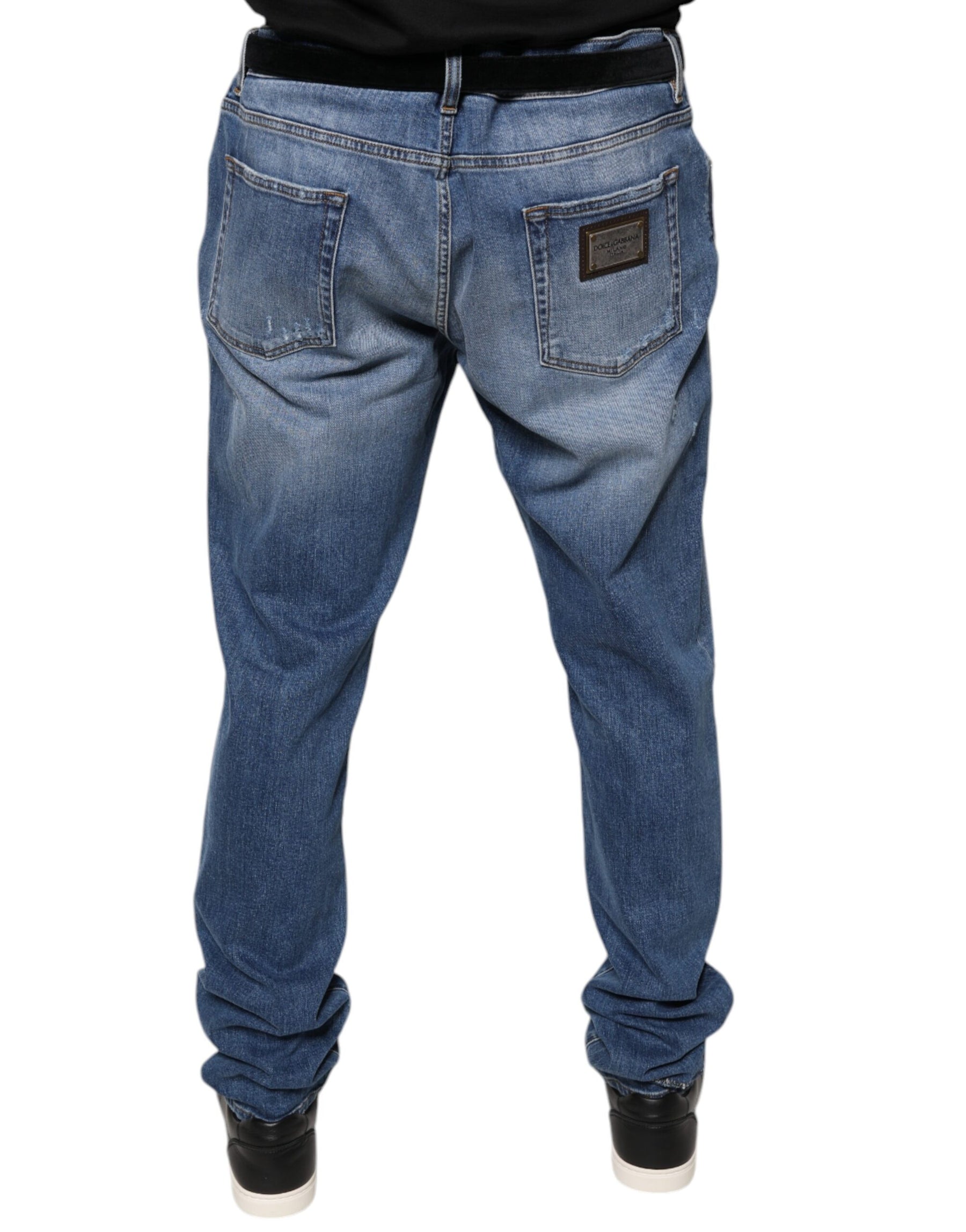 Dolce & Gabbana Blue Washed Cotton Stretch Men Denim Jeans | Regal Royce