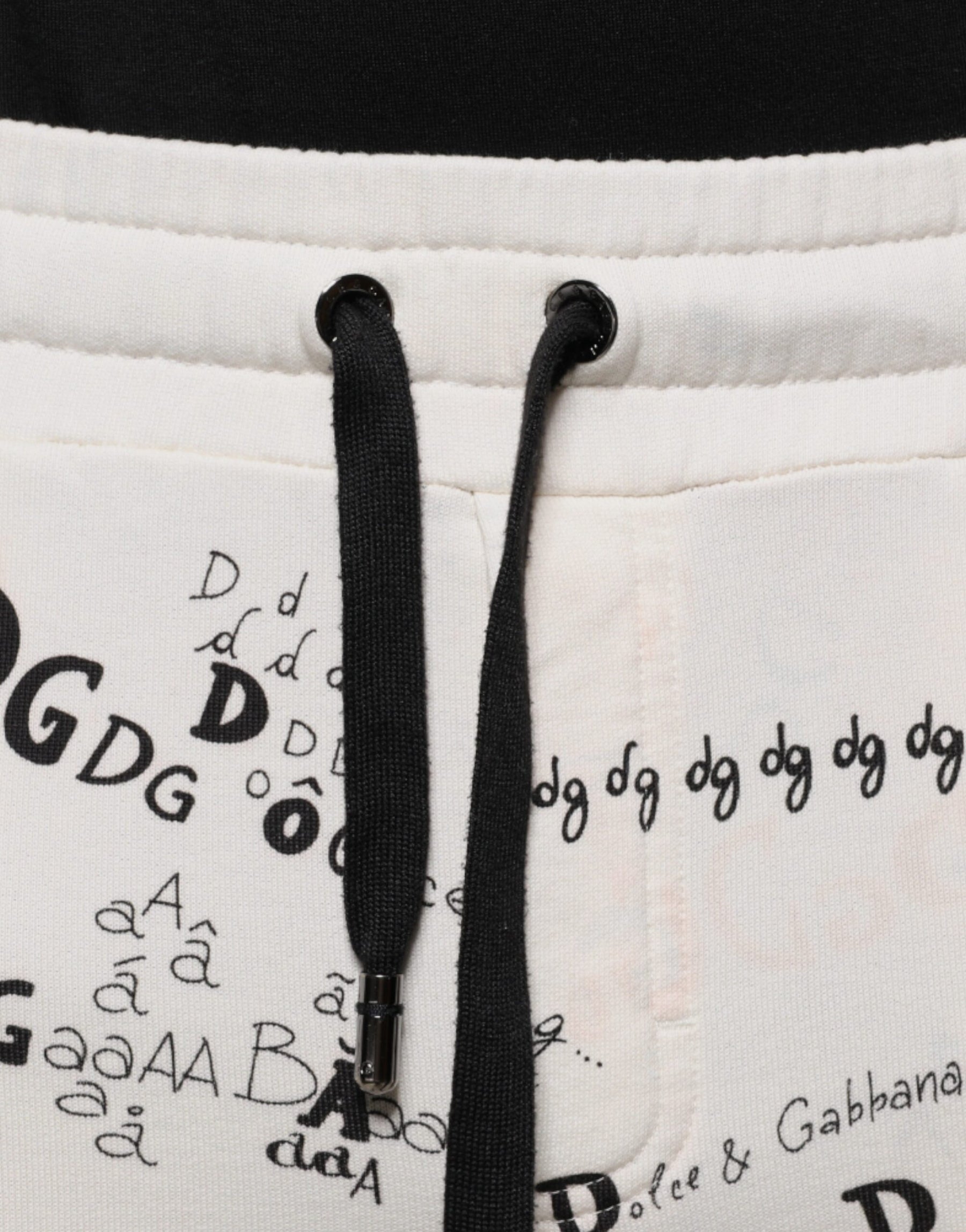 Dolce & Gabbana White Printed Cotton Jogger Sweatpants Pants | Regal Royce