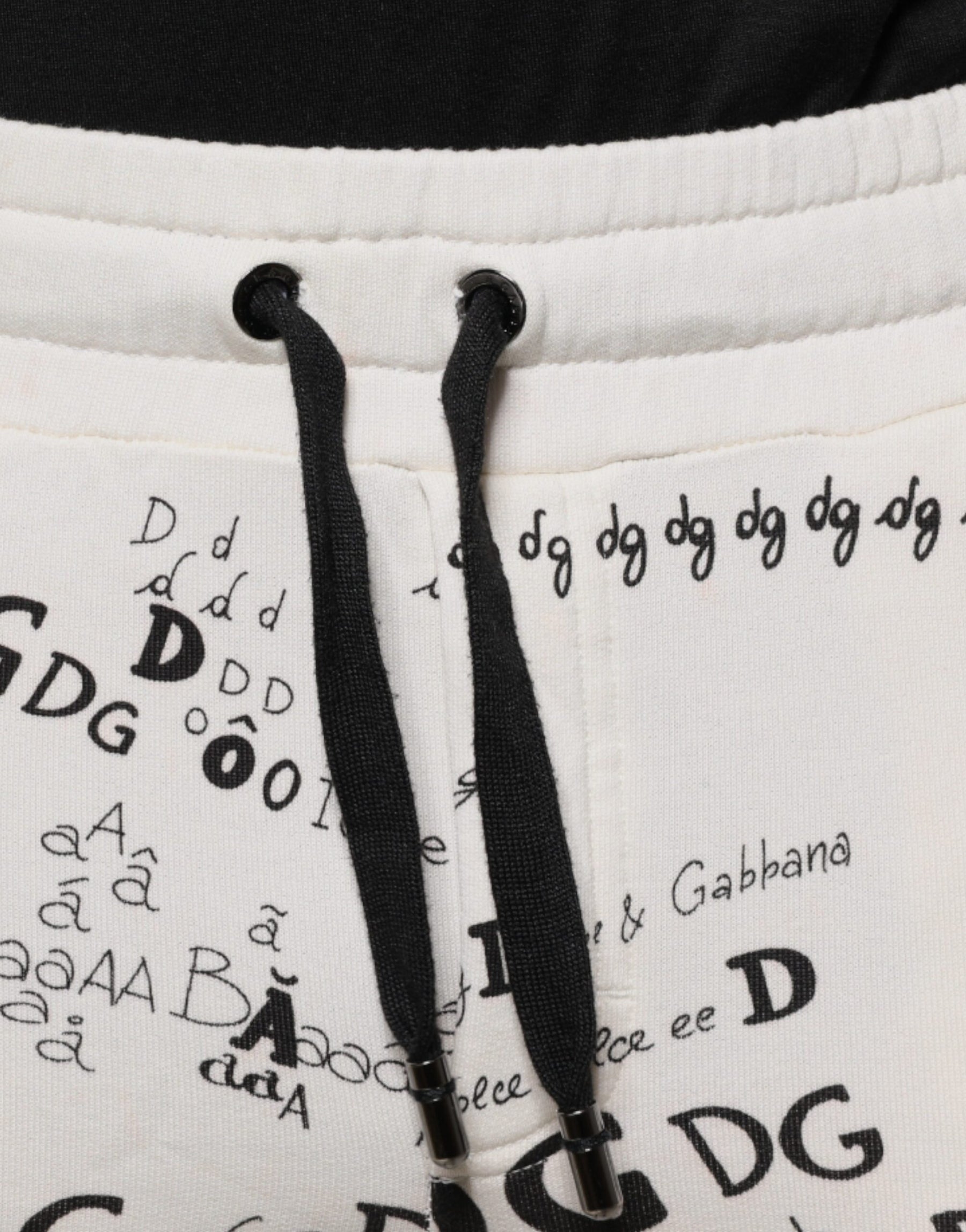 Dolce & Gabbana White Printed Cotton Jogger Sweatpants Pants | Regal Royce