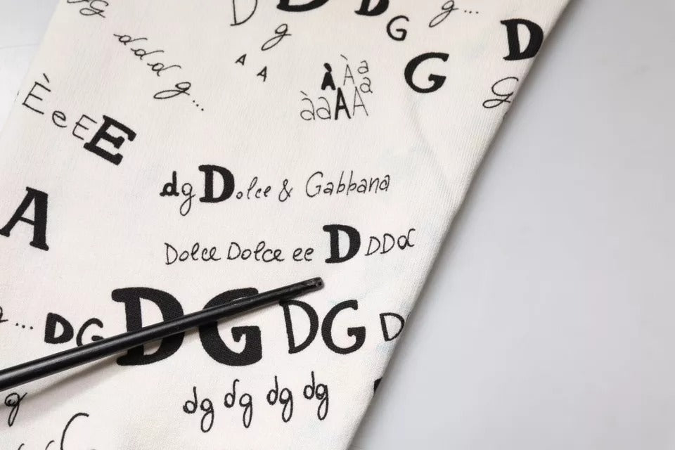 Dolce & Gabbana White Printed Cotton Jogger Sweatpants Pants | Regal Royce