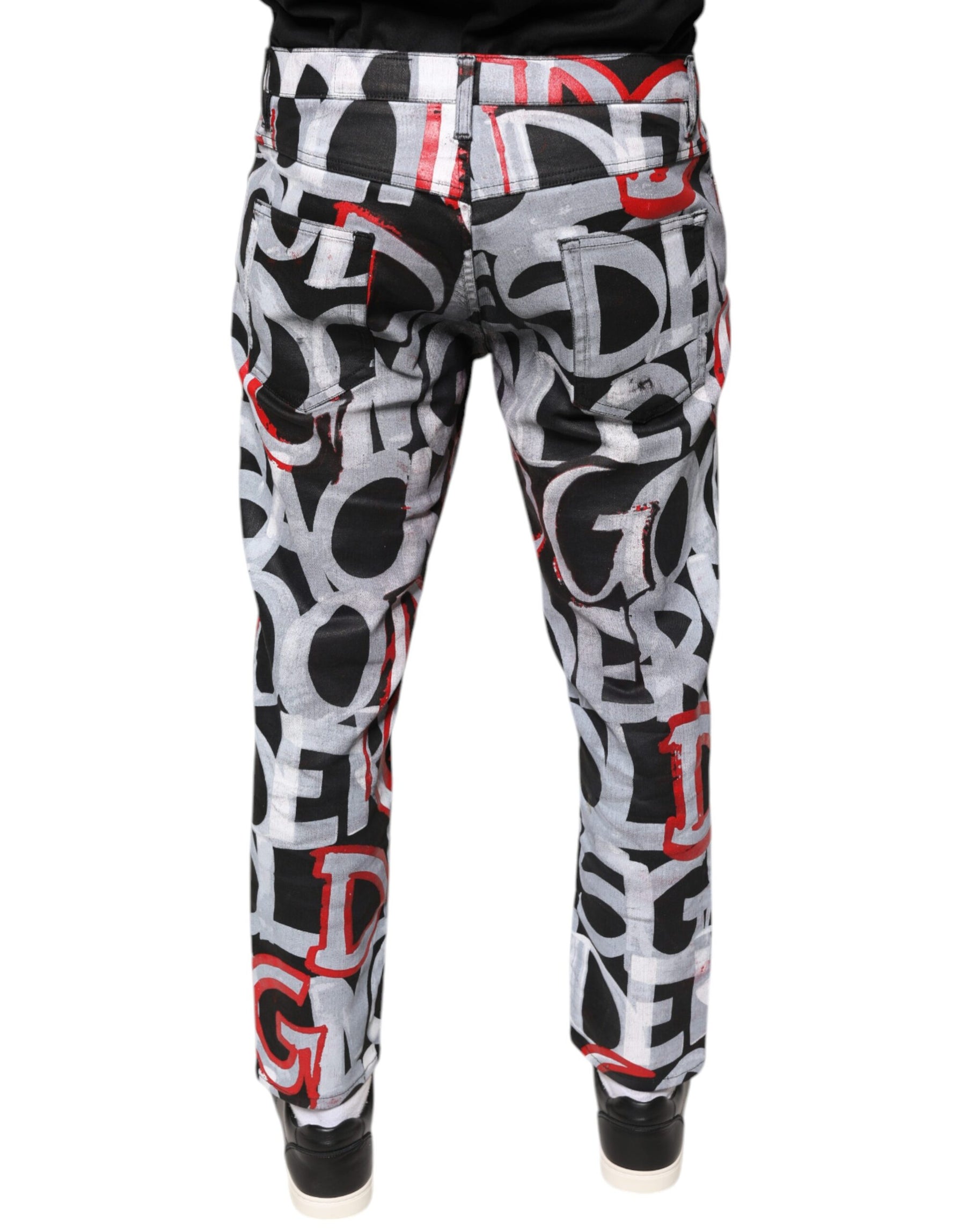 Dolce & Gabbana Multicolor Cotton Monogram Skinny Denim Jeans | Regal Royce