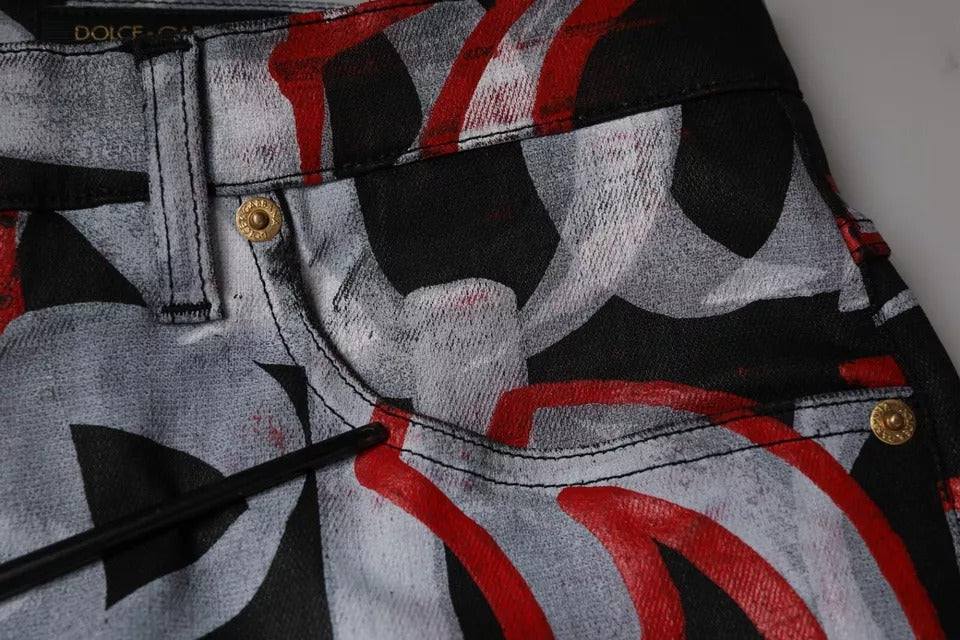 Dolce & Gabbana Multicolor Cotton Monogram Skinny Denim Jeans | Regal Royce