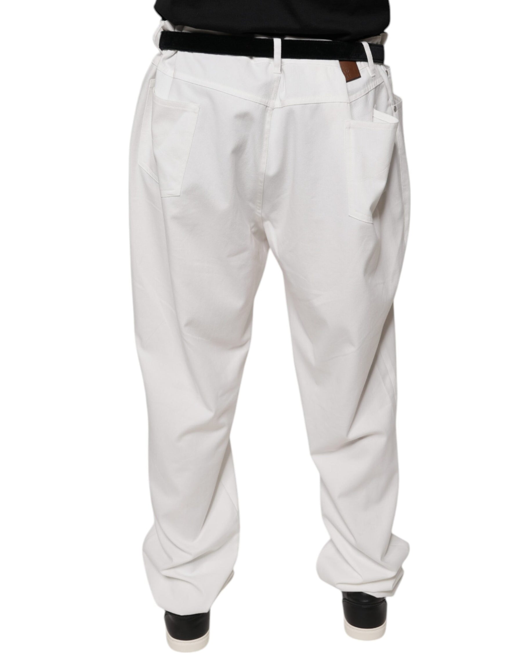Brunello Cucinelli White Cotton Men Dress Tapered Pants | Regal Royce