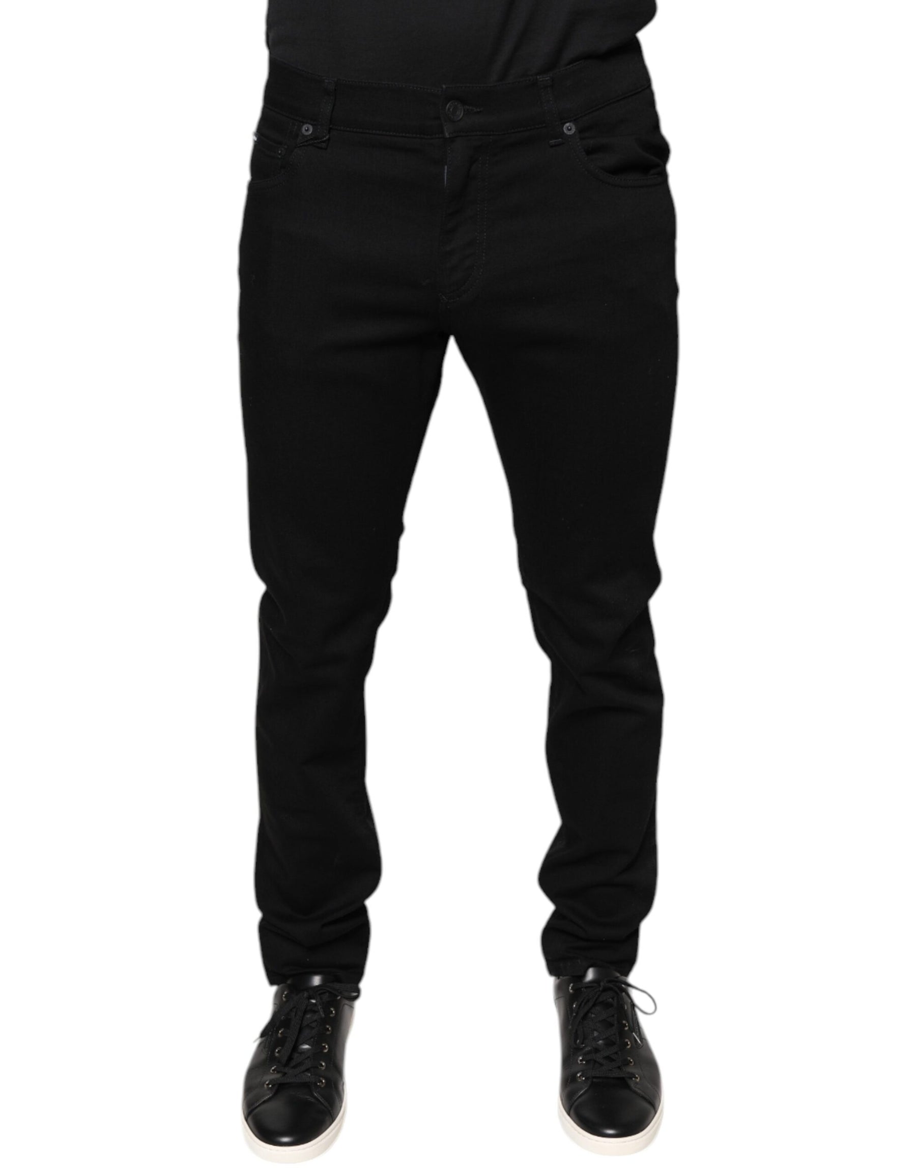Dolce & Gabbana Black Cotton Stretch Skinny Men Denim Jeans | Regal Royce