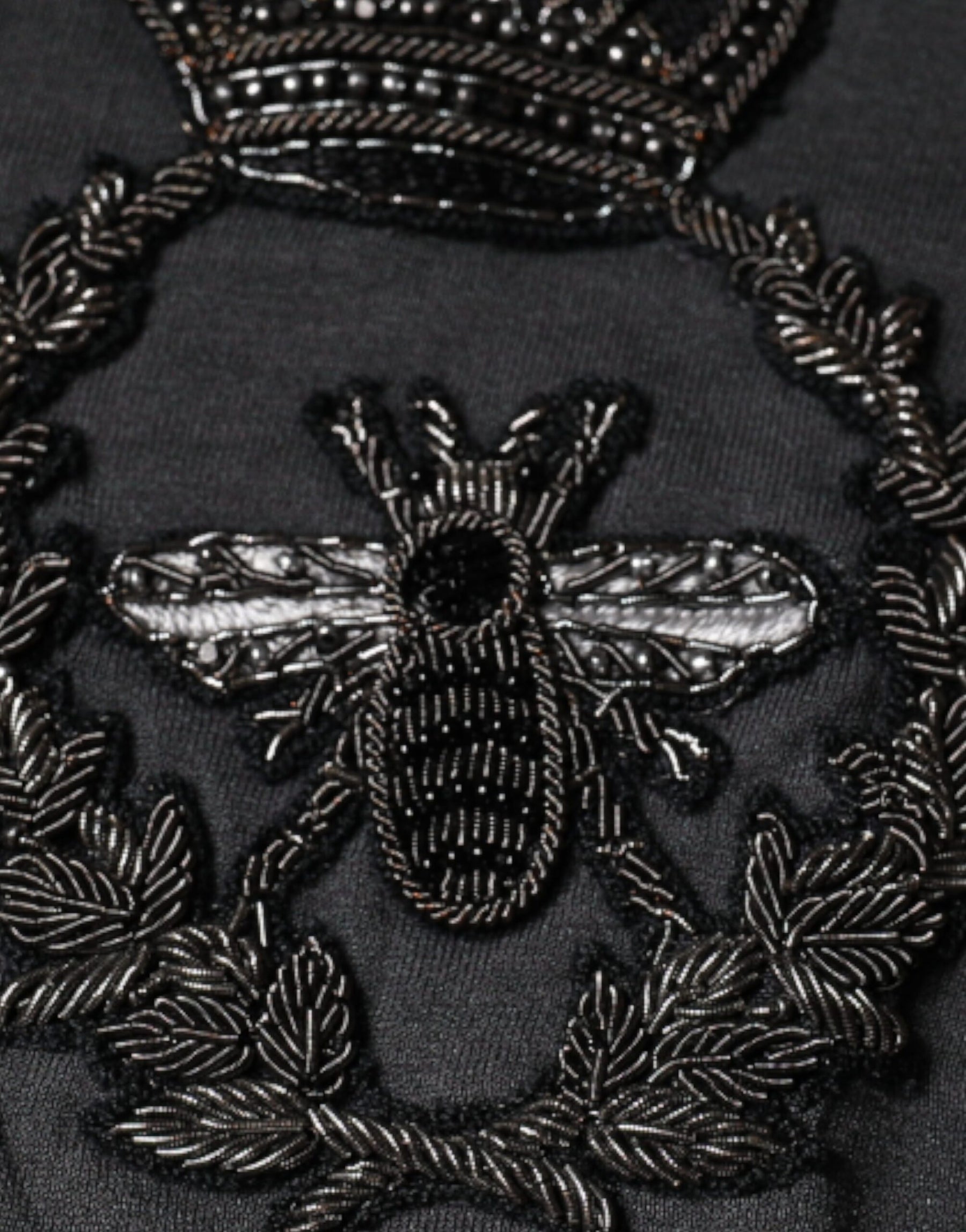 Dolce & Gabbana Gray Crown Bee Embroidery Pullover Sweater | Regal Royce