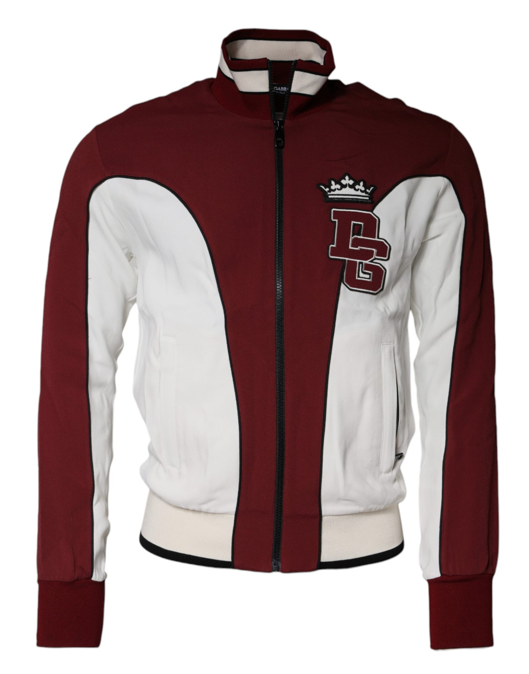 Dolce & Gabbana Red White Logo Full Zip Sweatshirt Sweater | Regal Royce
