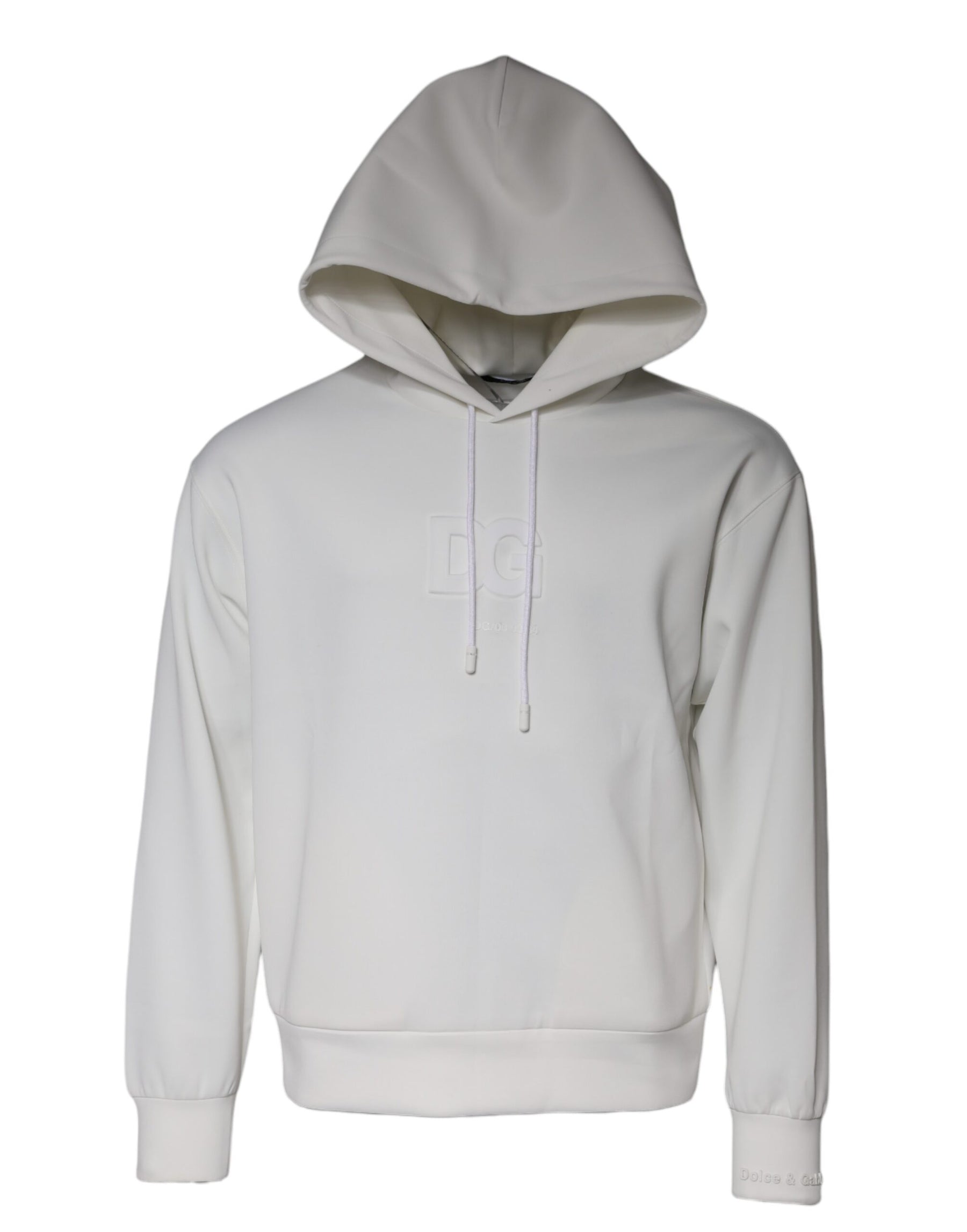 Dolce & Gabbana White DG Logo Hooded Men Sweatshirt Sweater | Regal Royce
