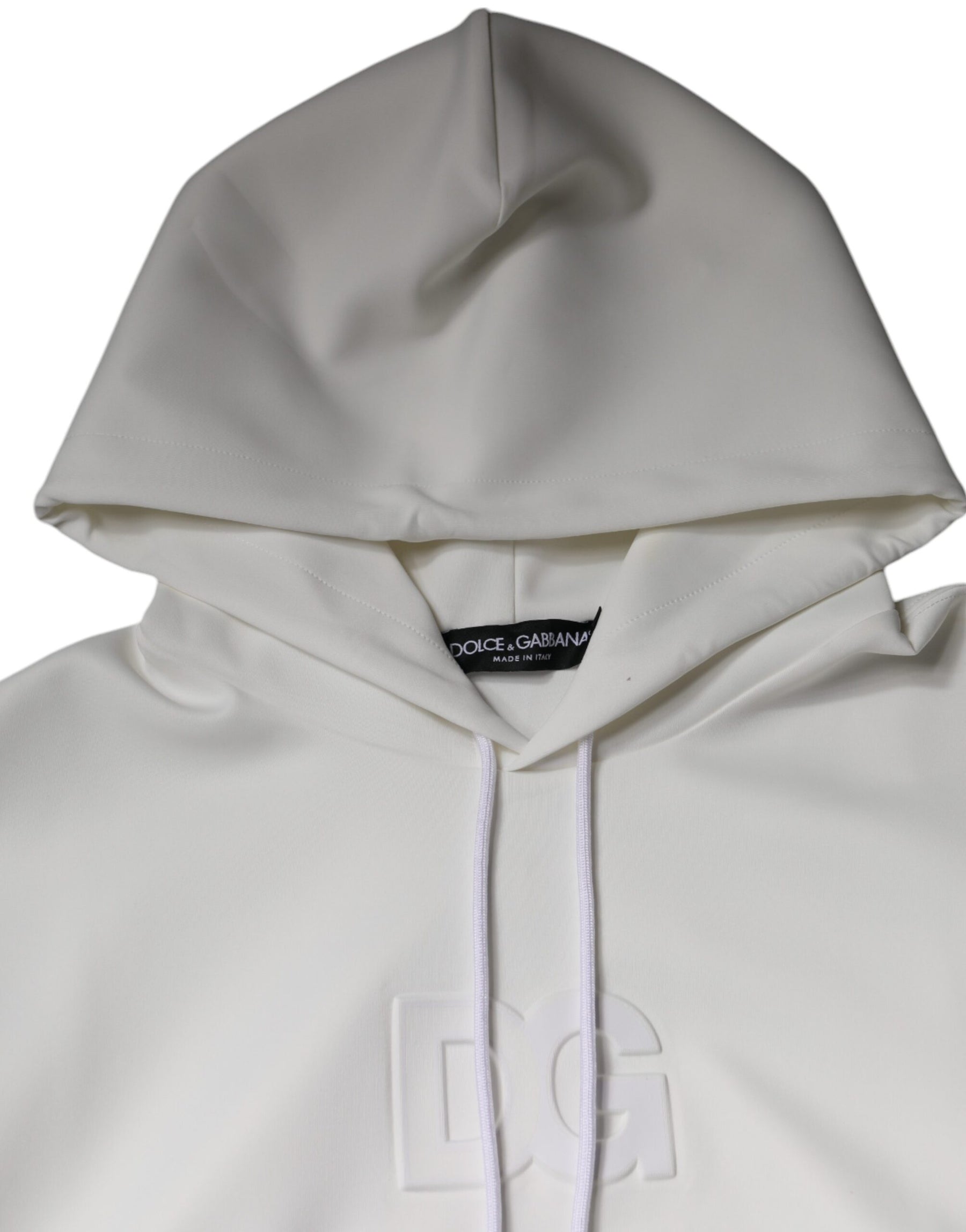 Dolce & Gabbana White DG Logo Hooded Men Sweatshirt Sweater | Regal Royce