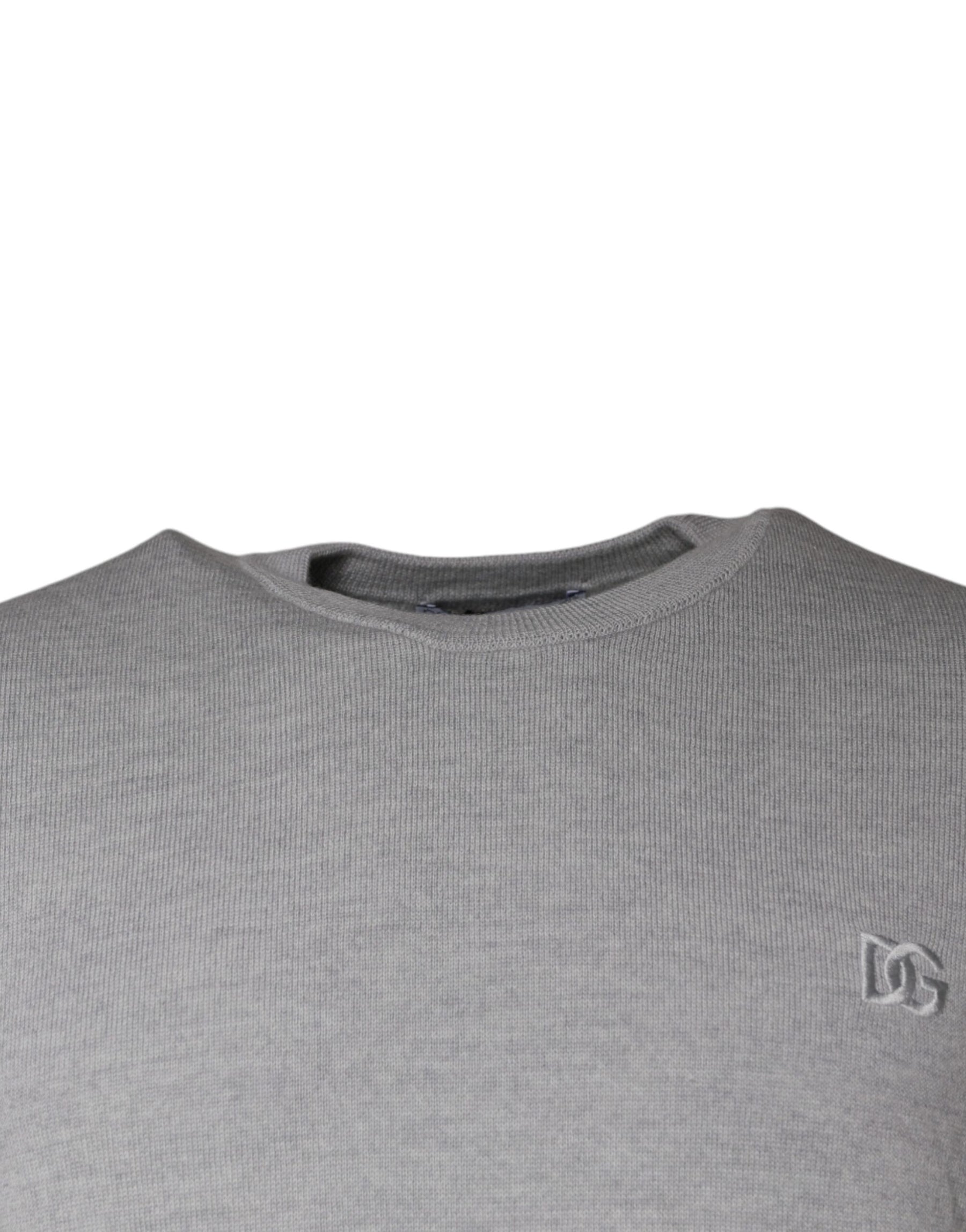 Dolce & Gabbana Light Gray Wool Crew Neck Pullover Sweater | Regal Royce