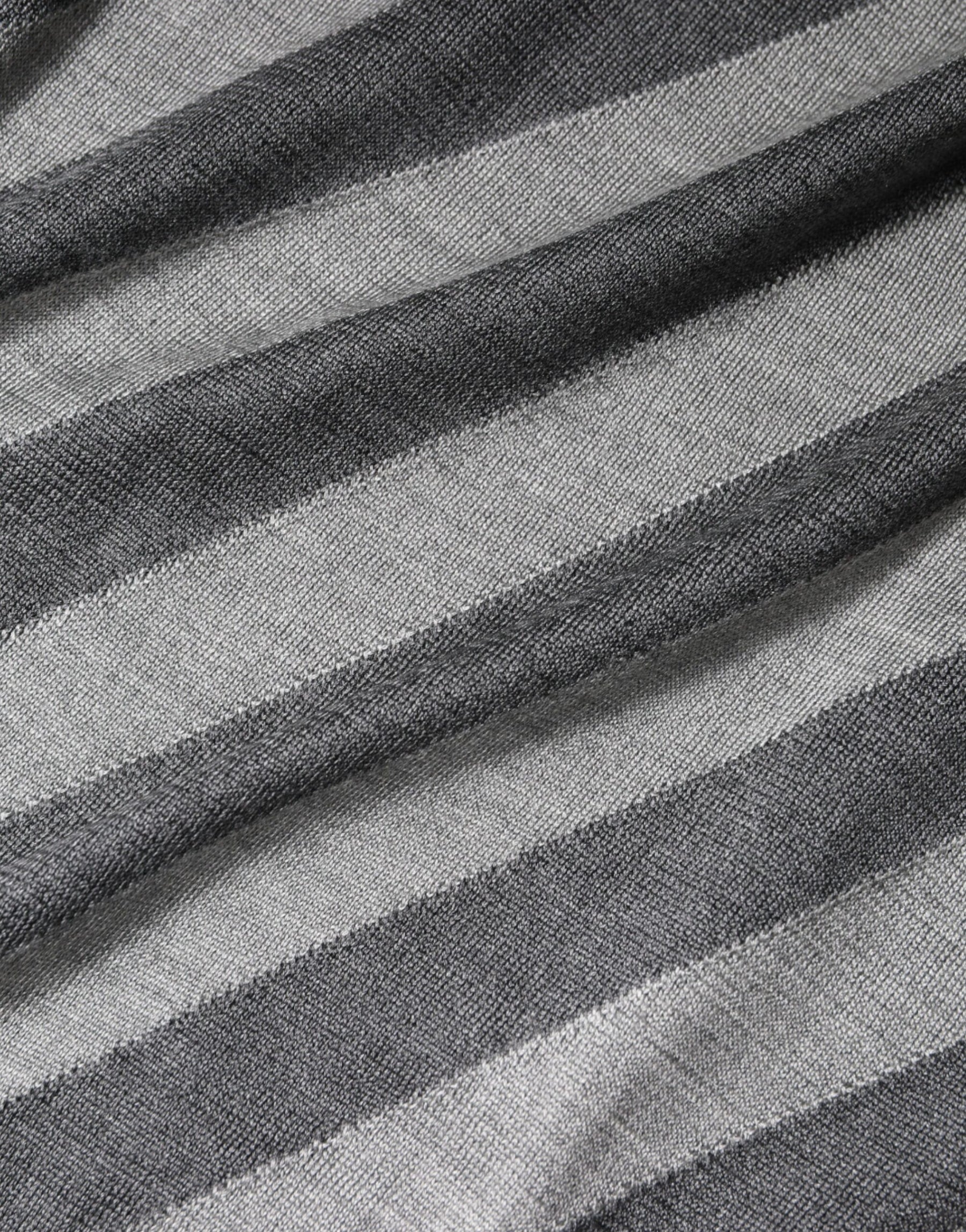 Dolce & Gabbana Gray Stripes Long Sleeve Round Neck Pullover Sweater | Regal Royce