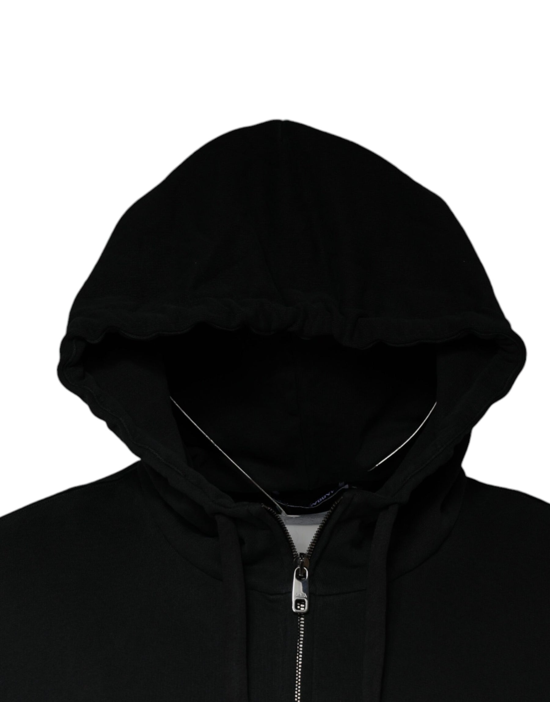 Dolce & Gabbana Black Logo Plaque Hooded Full Zip Sweater | Regal Royce