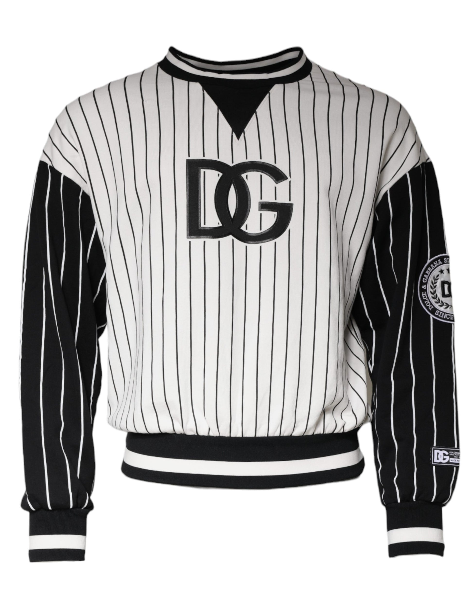 Dolce & Gabbana Black White Stripes Logo Sweatshirt Sweater | Regal Royce
