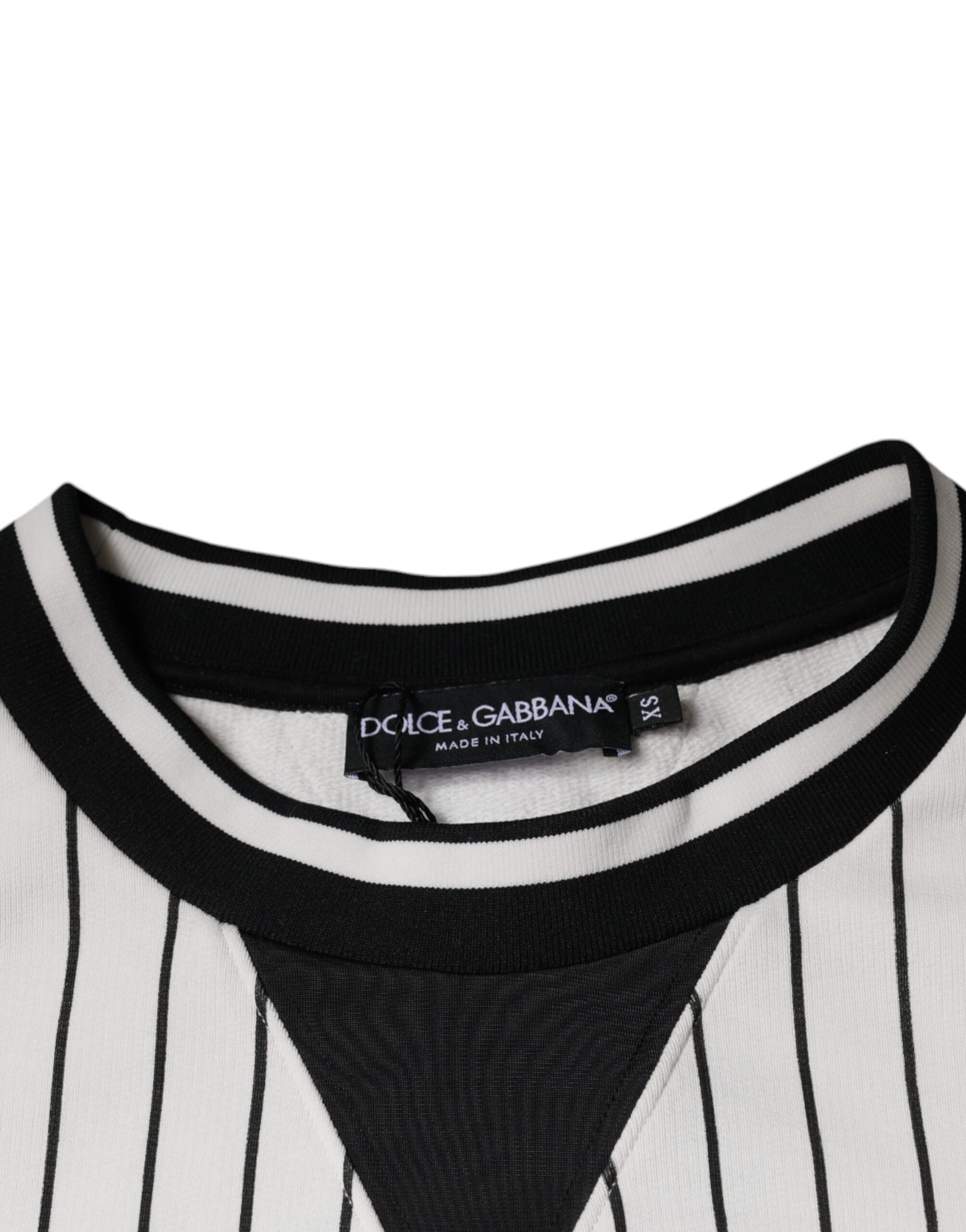 Dolce & Gabbana Black White Stripes Logo Sweatshirt Sweater | Regal Royce