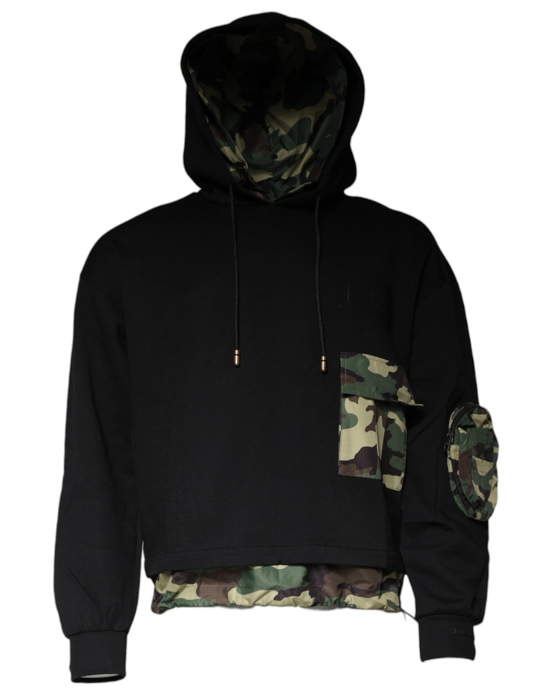 Dolce & Gabbana Black Pocket CottonHooded Sweatshirt Sweater | Regal Royce