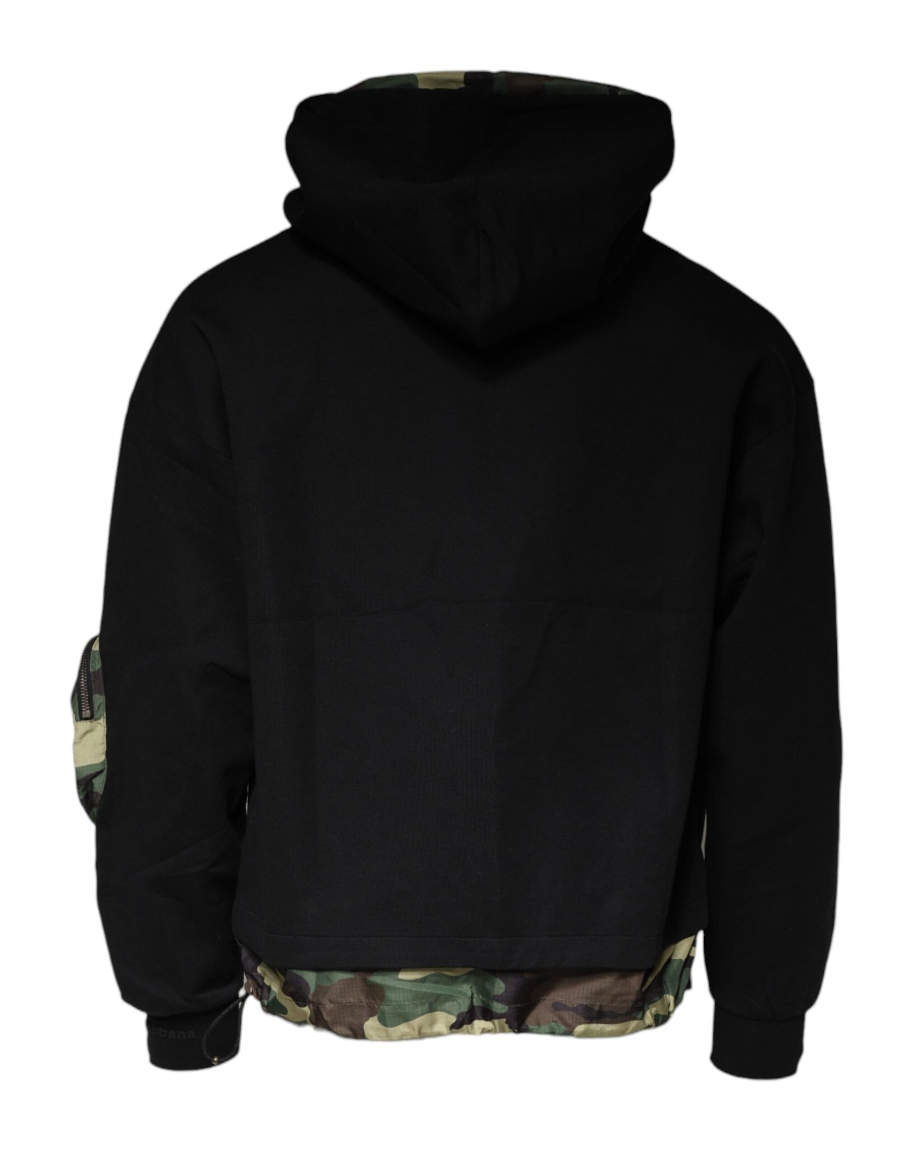 Dolce & Gabbana Black Pocket CottonHooded Sweatshirt Sweater | Regal Royce
