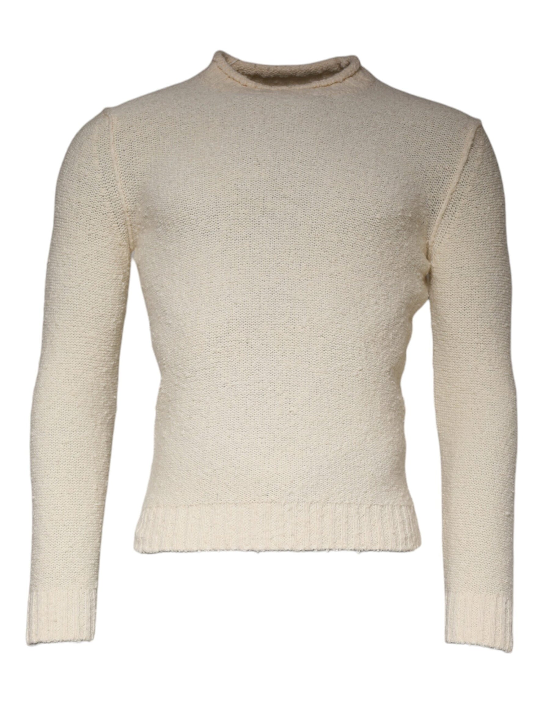 KANGRA Beige Wool Knit Long Sleeve Round Neck Pullover Sweater | Regal Royce