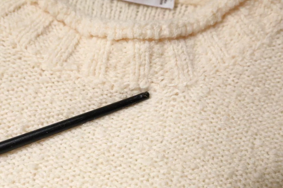 KANGRA Beige Wool Knit Long Sleeve Round Neck Pullover Sweater | Regal Royce