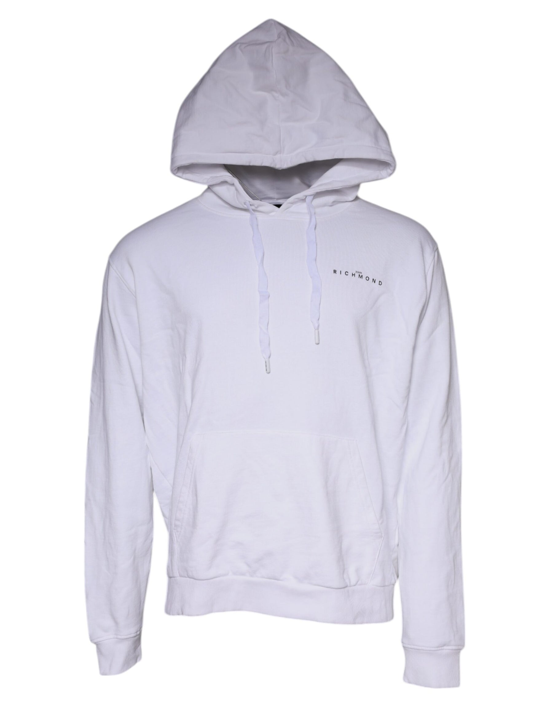 John Richmond White Logo Cotton Hooded Sweatshirt Sweater | Regal Royce