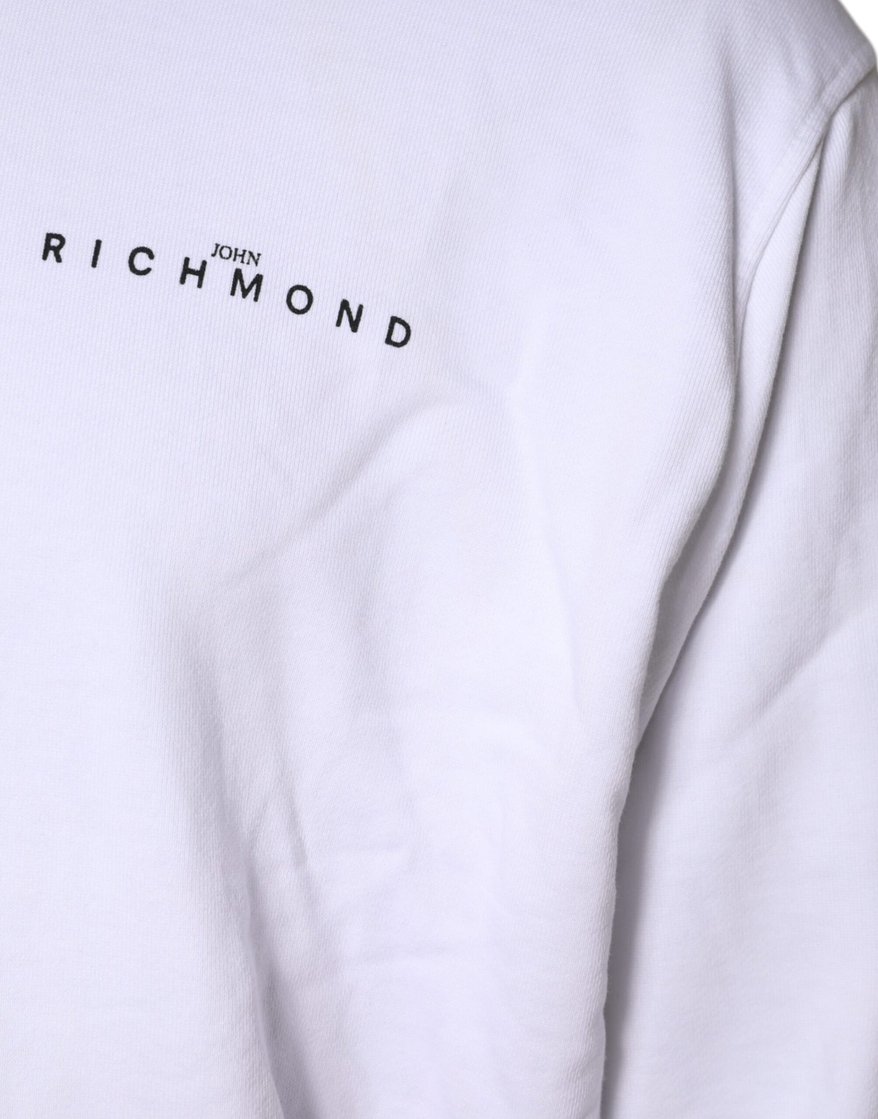 John Richmond White Logo Cotton Hooded Sweatshirt Sweater | Regal Royce