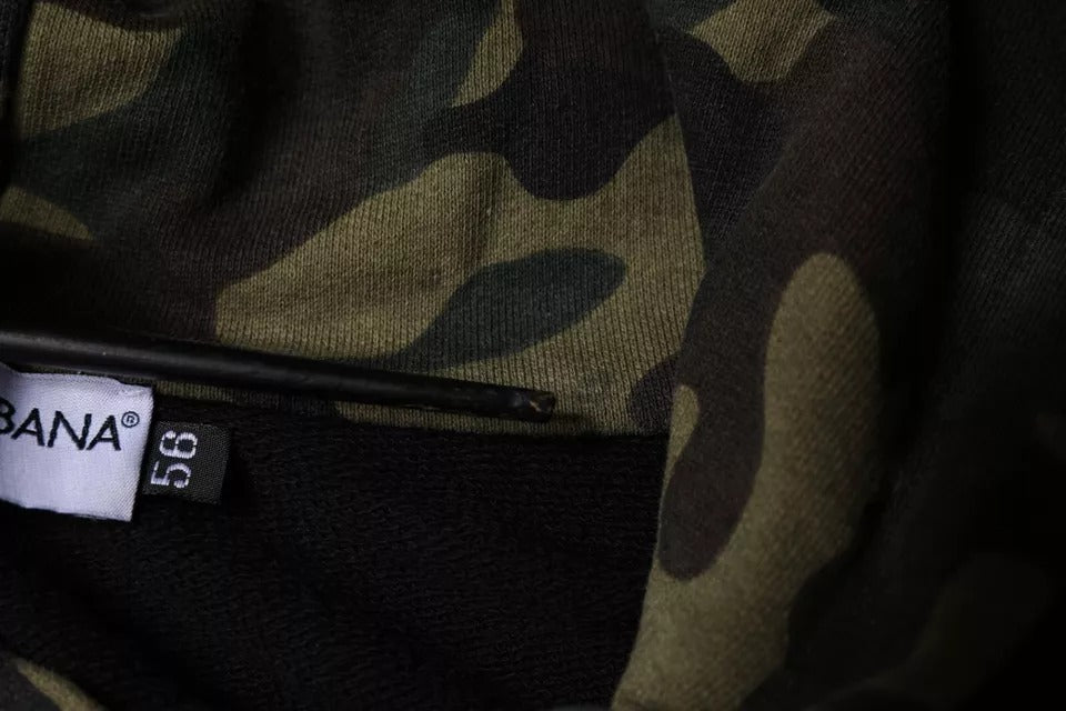 Dolce & Gabbana Black Camouflage Hooded Sweatshirt Sweater | Regal Royce