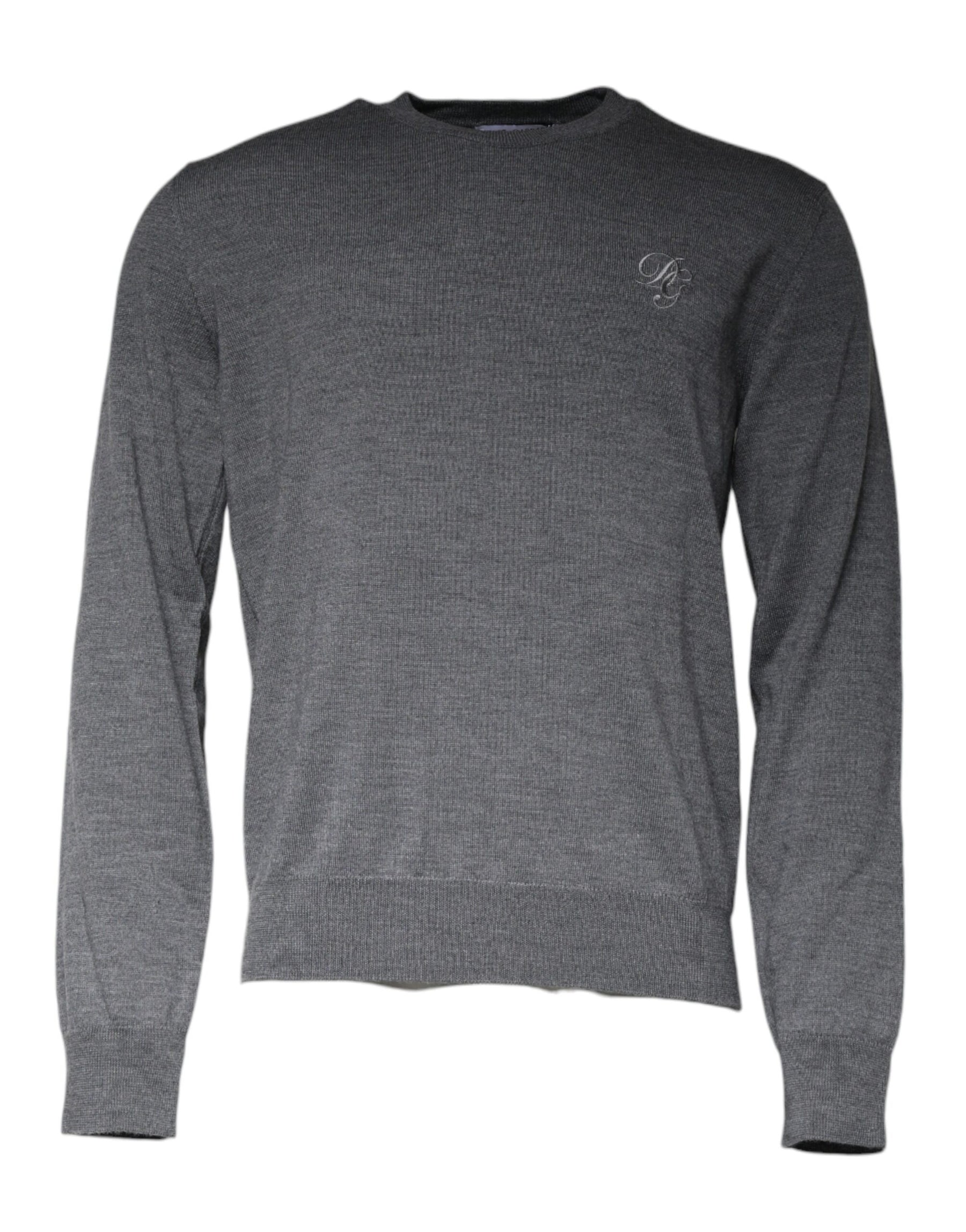 Dolce & Gabbana Dark Gray Wool Crew Neck Pullover Sweater | Regal Royce