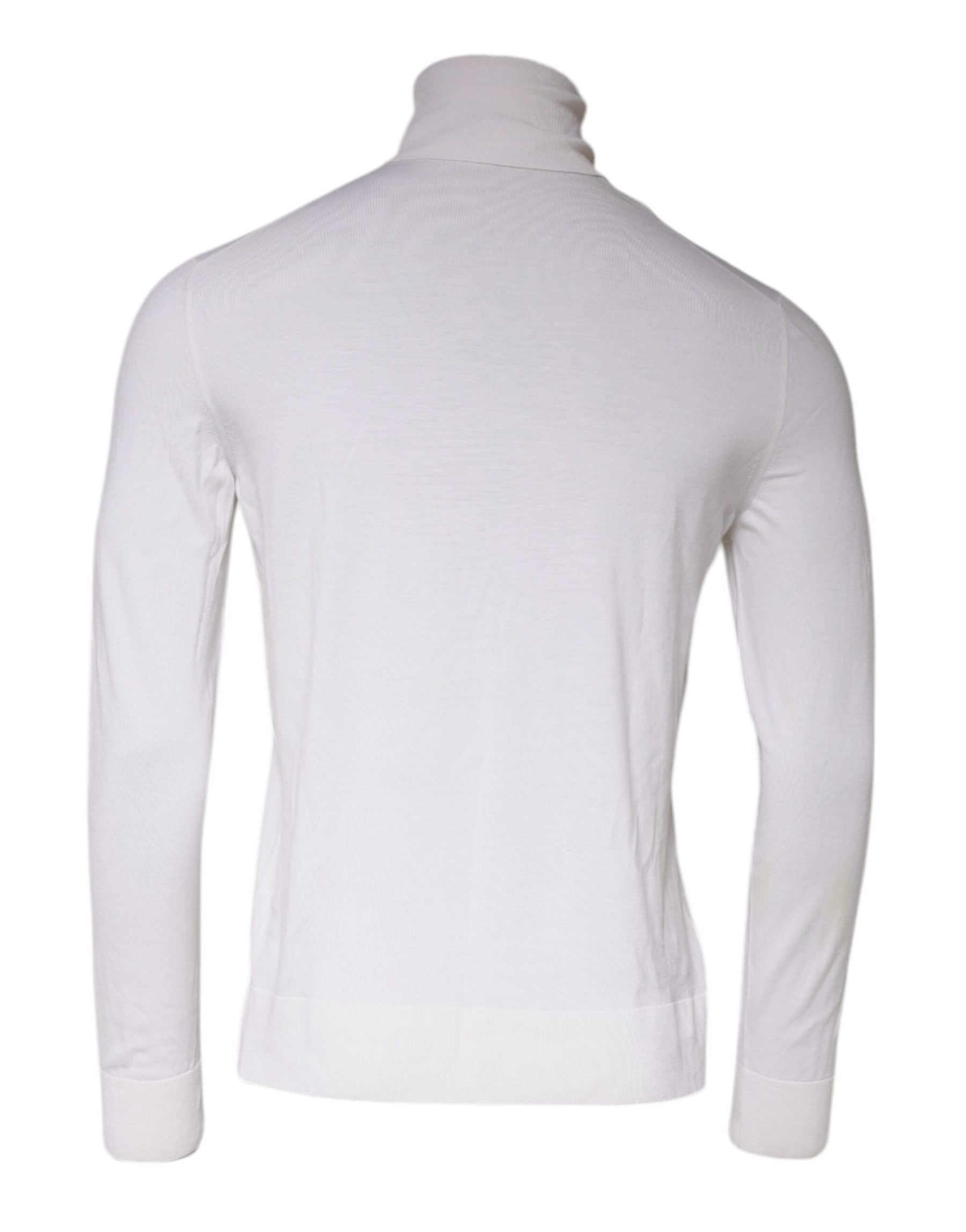 Dolce & Gabbana White Long Sleeve Turtleneck Men Pullover Sweater | Regal Royce
