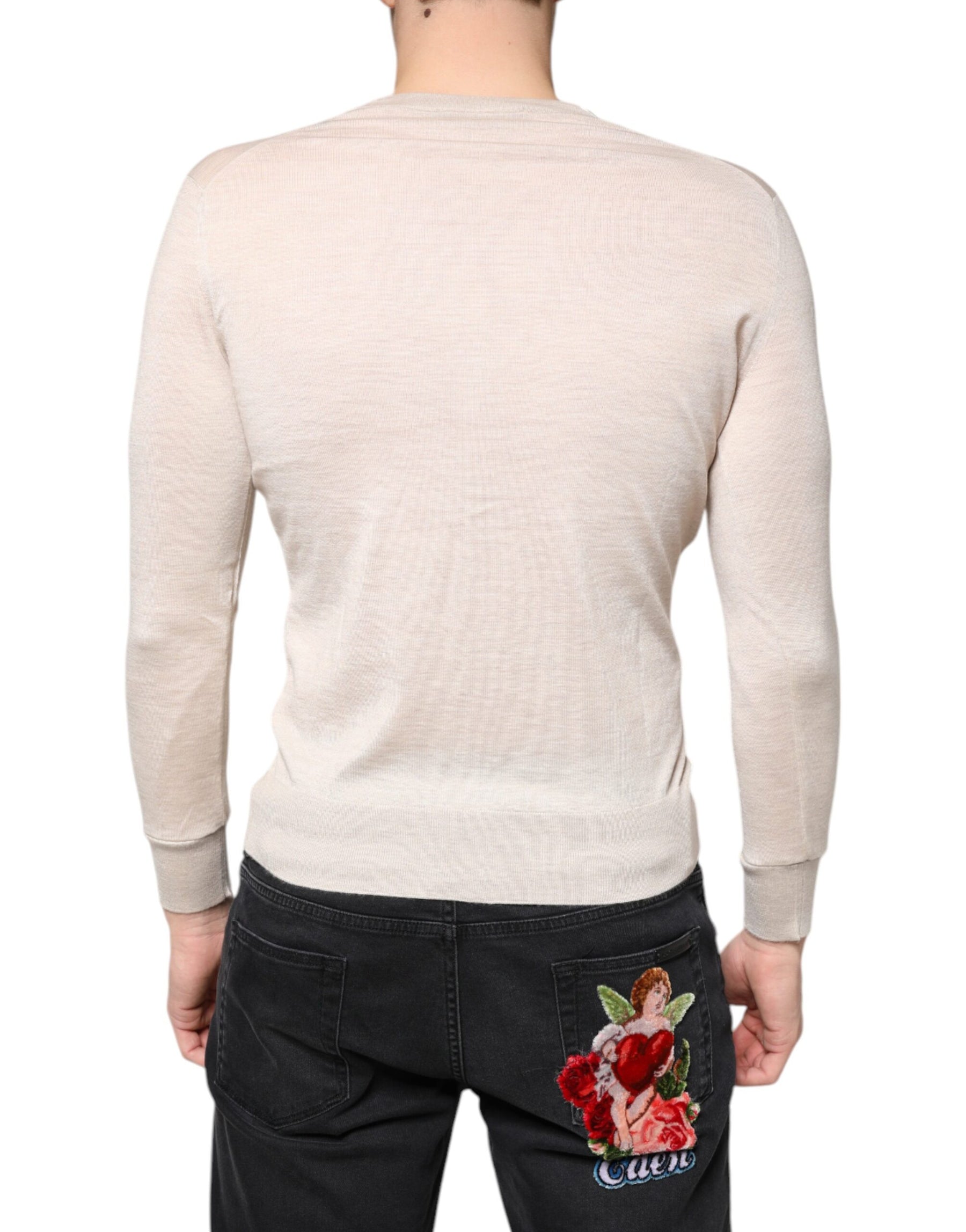 Dolce & Gabbana Beige Cashmere Button Down Cardigan Sweater | Regal Royce