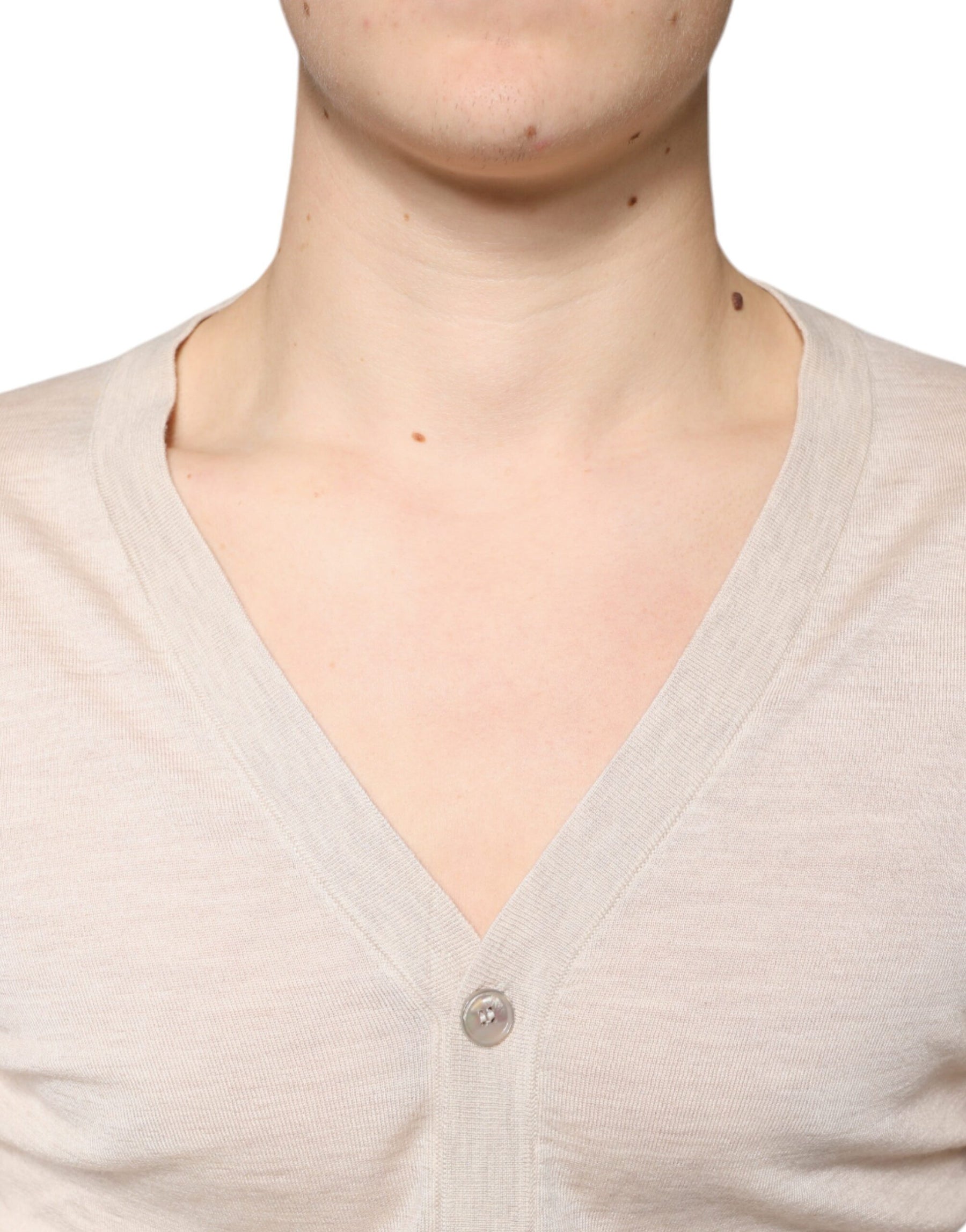 Dolce & Gabbana Beige Cashmere Button Down Cardigan Sweater | Regal Royce