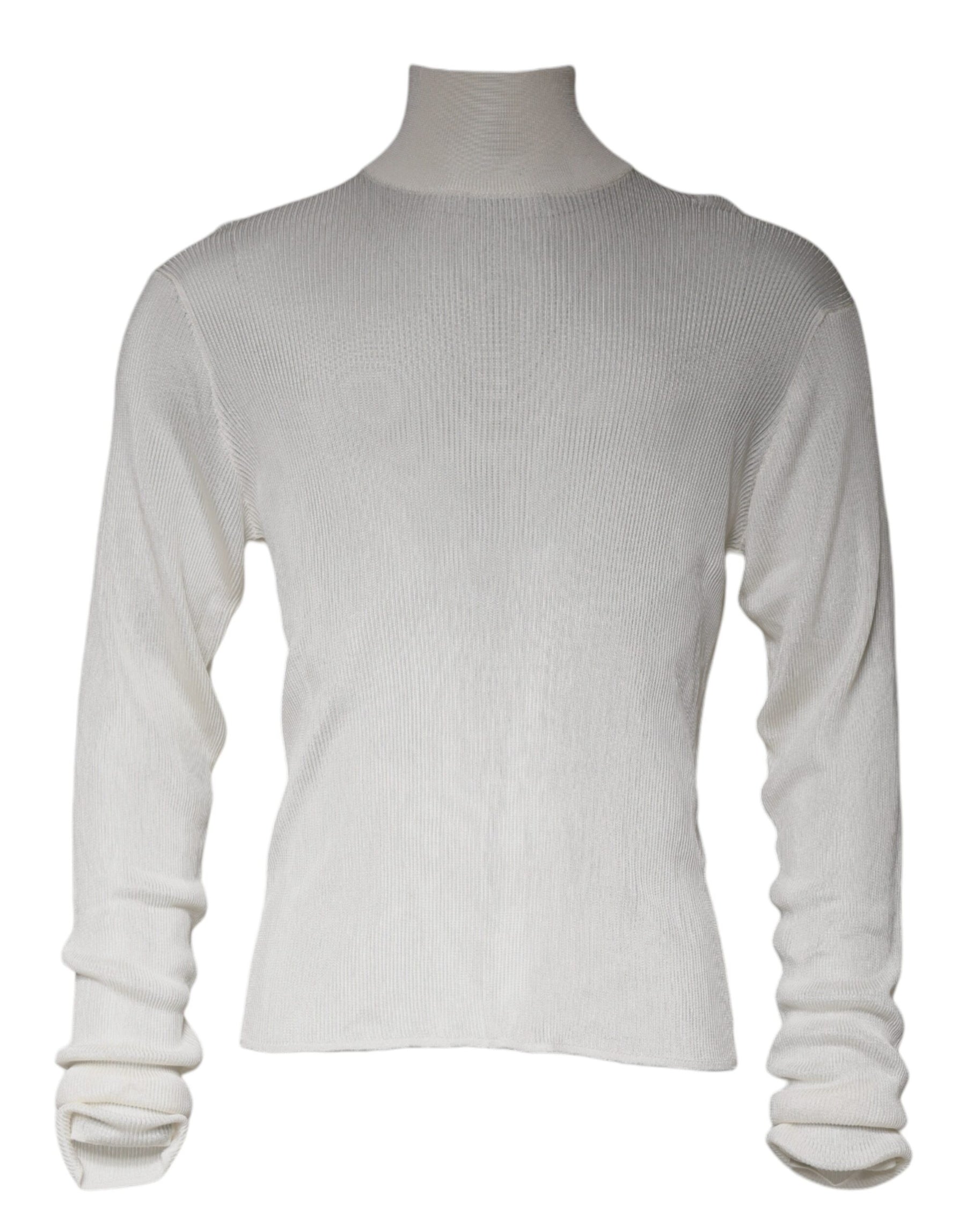Dolce & Gabbana White Long Sleeve Turtleneck Men Pullover Sweater | Regal Royce