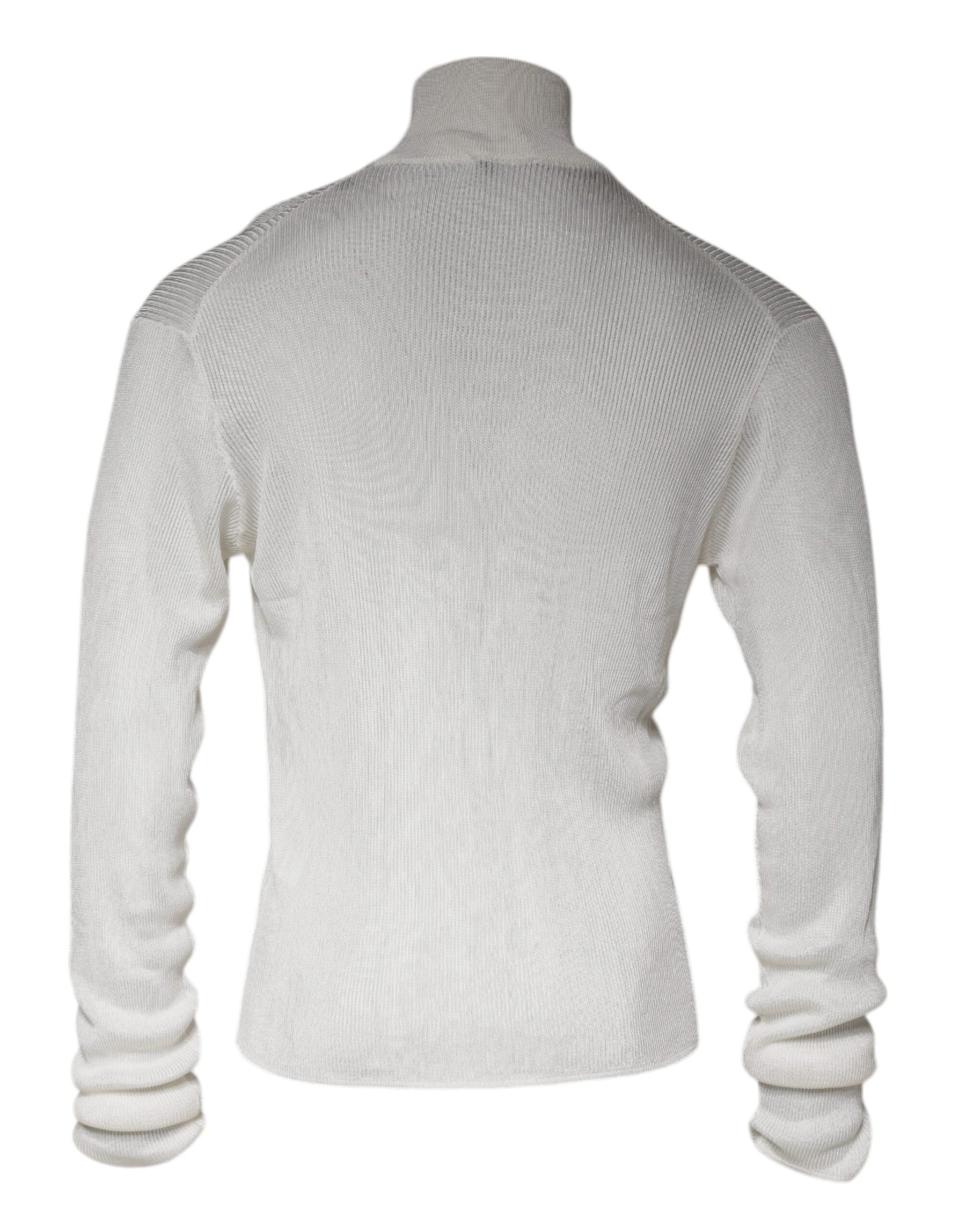 Dolce & Gabbana White Long Sleeve Turtleneck Men Pullover Sweater | Regal Royce