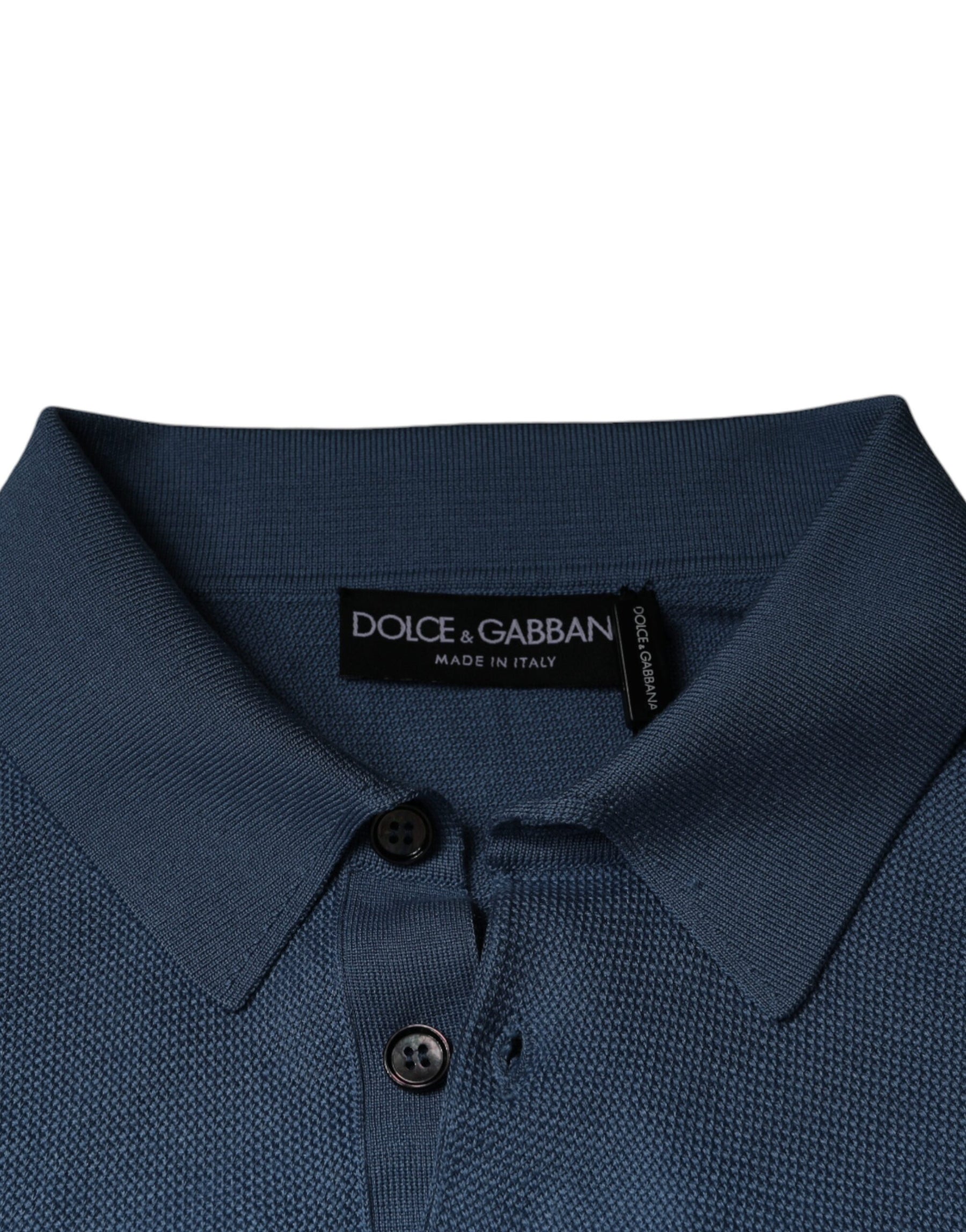 Dolce & Gabbana Sky Blue Silk Collared Men Pullover Sweater | Regal Royce