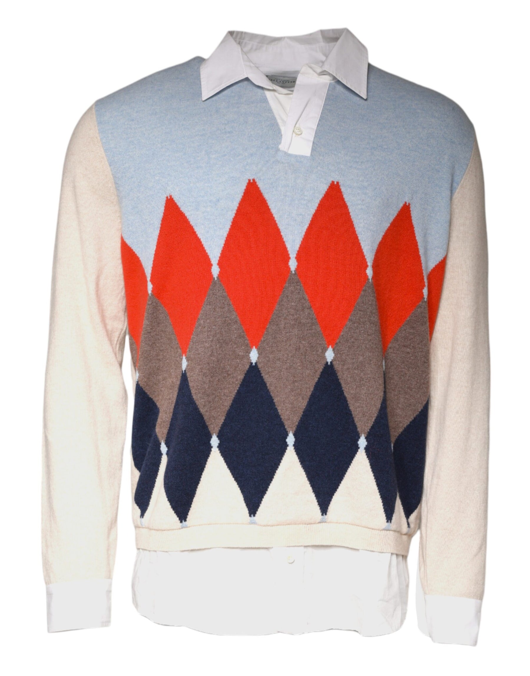 Ballantyne Multicolor Patterned Collared Long Sleeves Pullover Sweater | Regal Royce