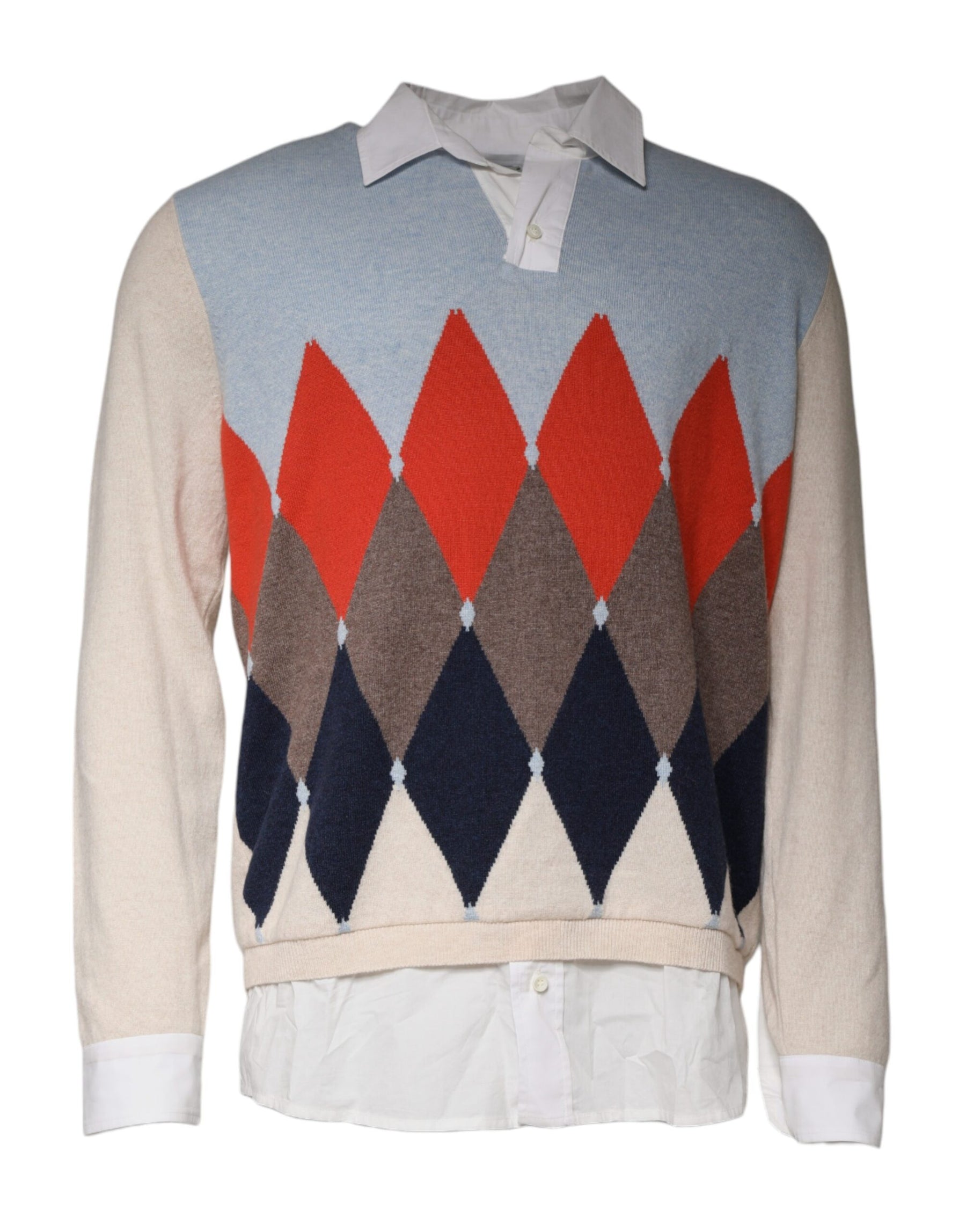 Ballantyne Multicolor Patterned Collared Long Sleeves Pullover Sweater | Regal Royce
