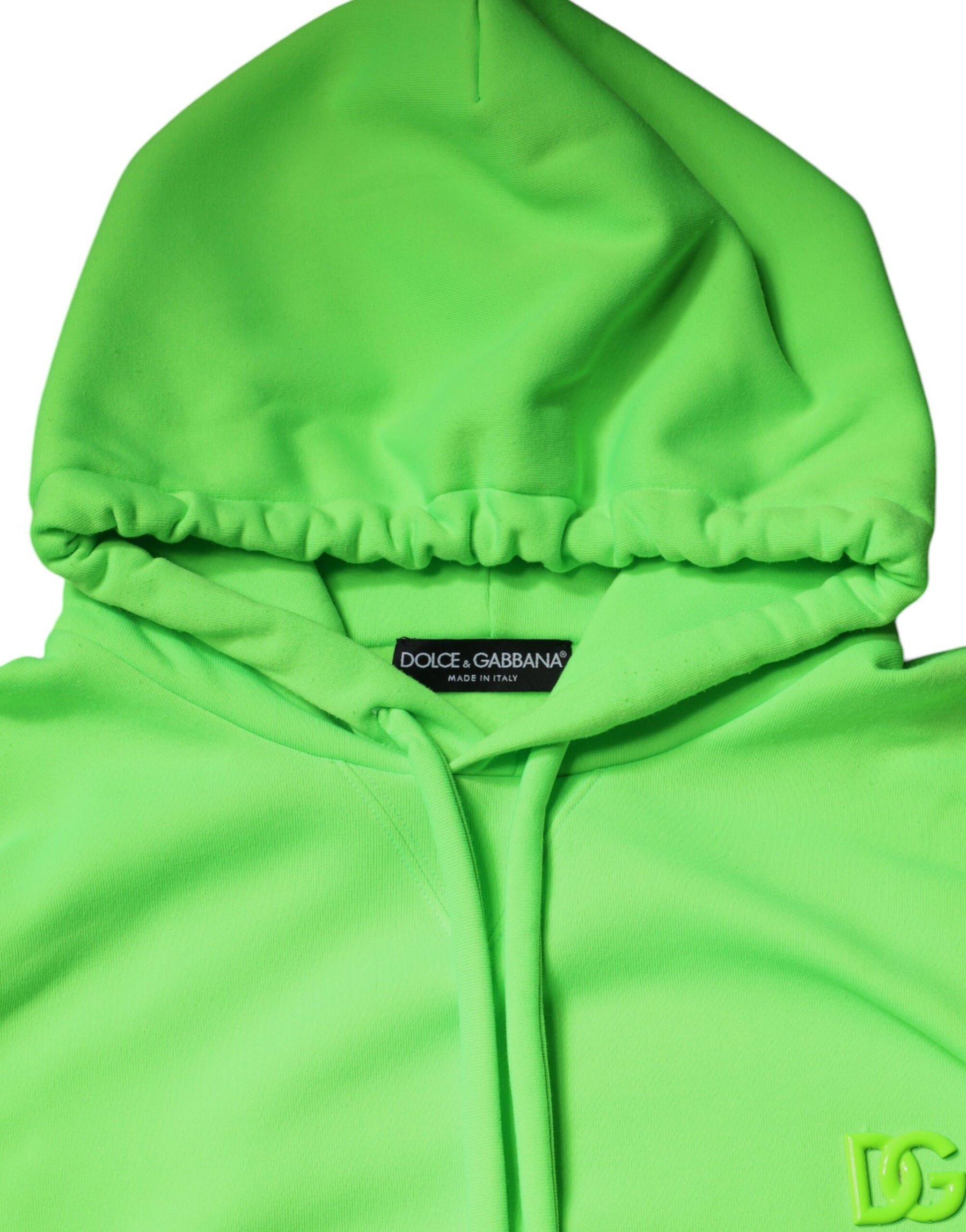 Dolce & Gabbana Green Logo Hooded Pullover Men Sweatshirt Sweater | Regal Royce