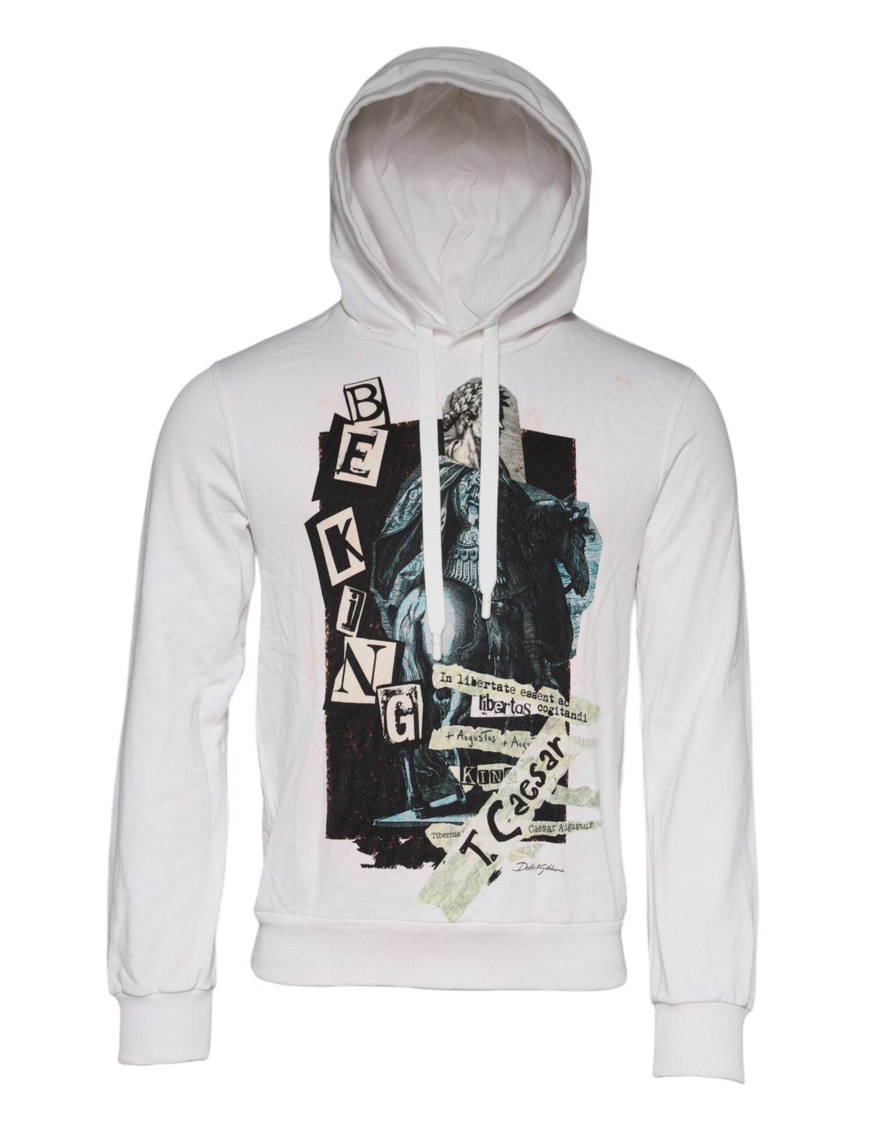 Dolce & Gabbana White Caesar Cotton Hooded Pullover Sweater | Regal Royce