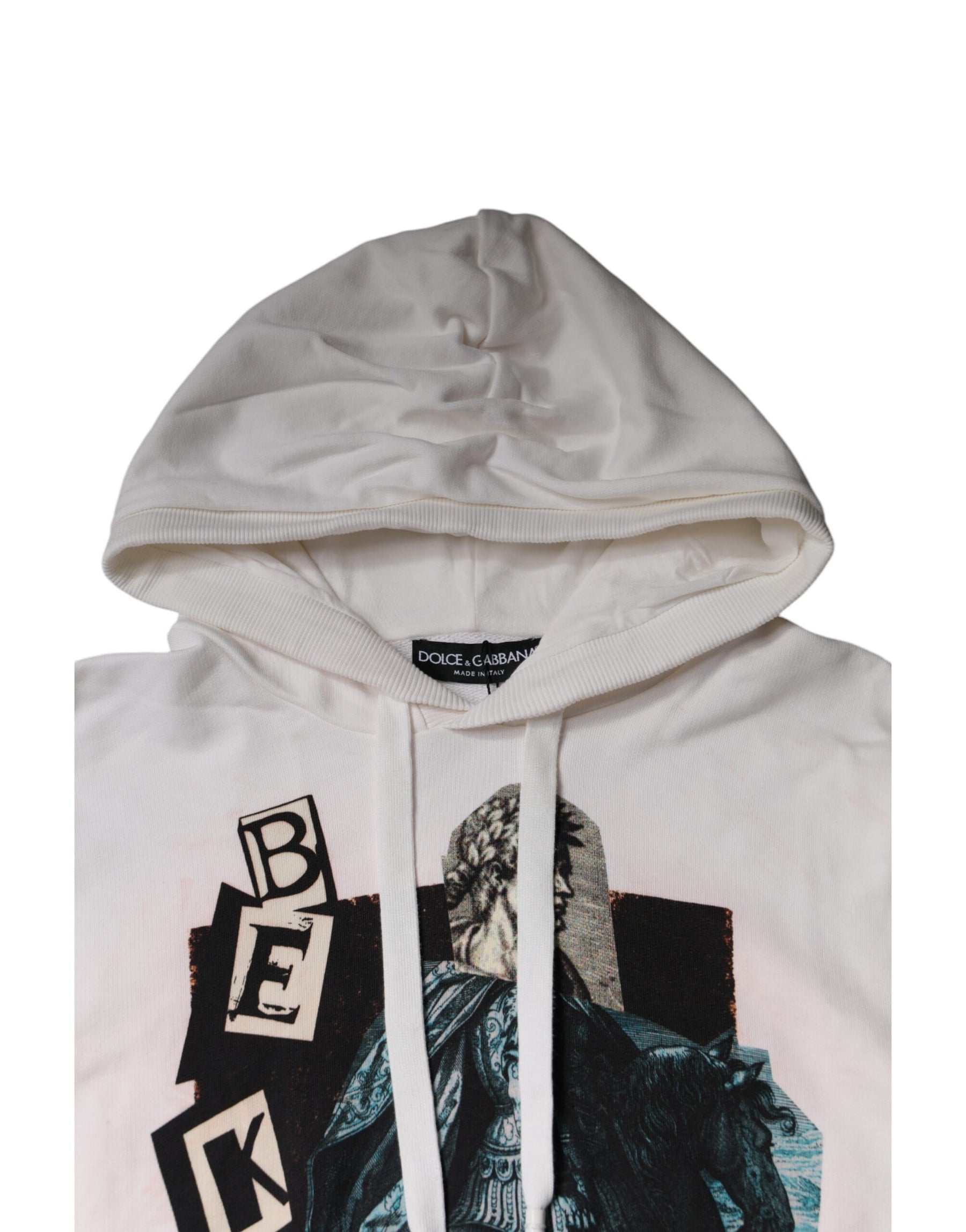 Dolce & Gabbana White Caesar Cotton Hooded Pullover Sweater | Regal Royce
