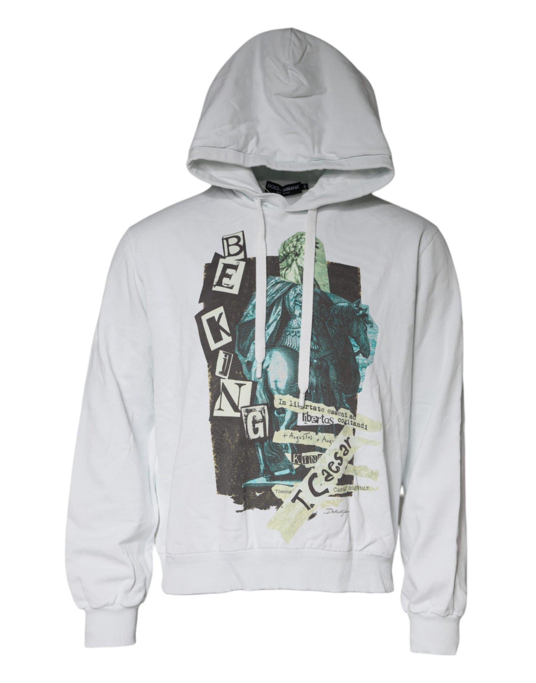 Dolce & Gabbana White Caesar Cotton Hooded Pullover Sweater | Regal Royce