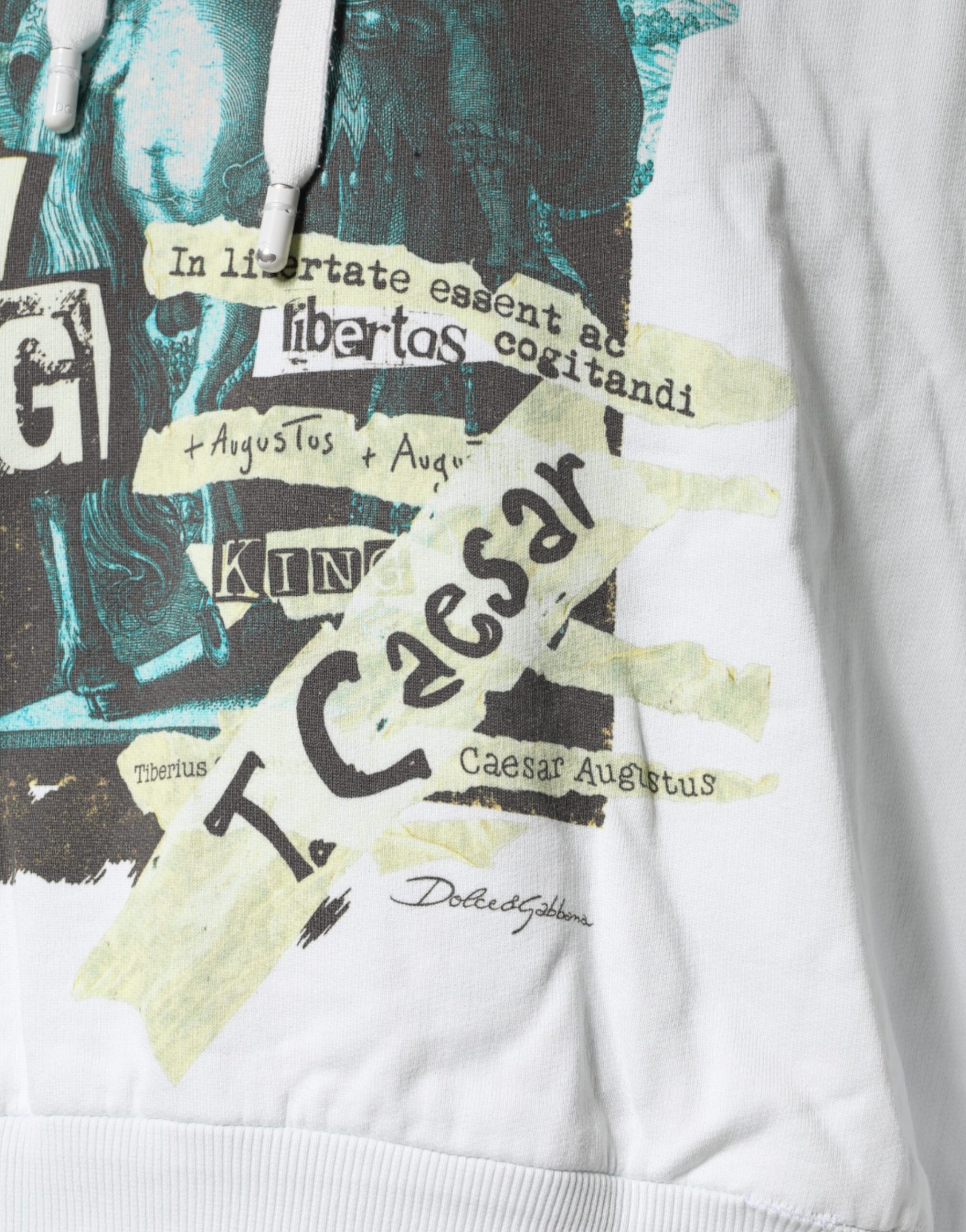 Dolce & Gabbana White Caesar Cotton Hooded Pullover Sweater | Regal Royce