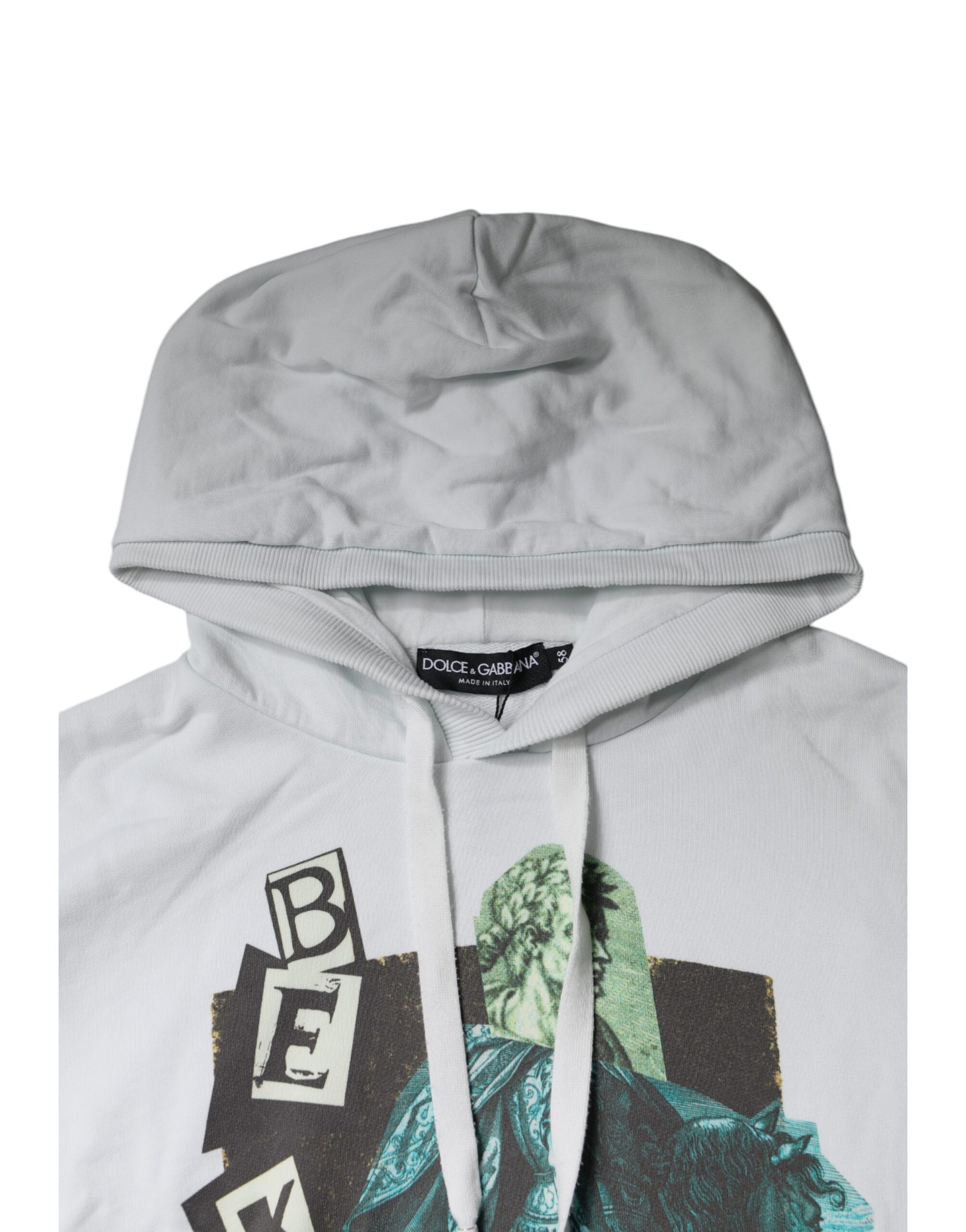 Dolce & Gabbana White Caesar Cotton Hooded Pullover Sweater | Regal Royce