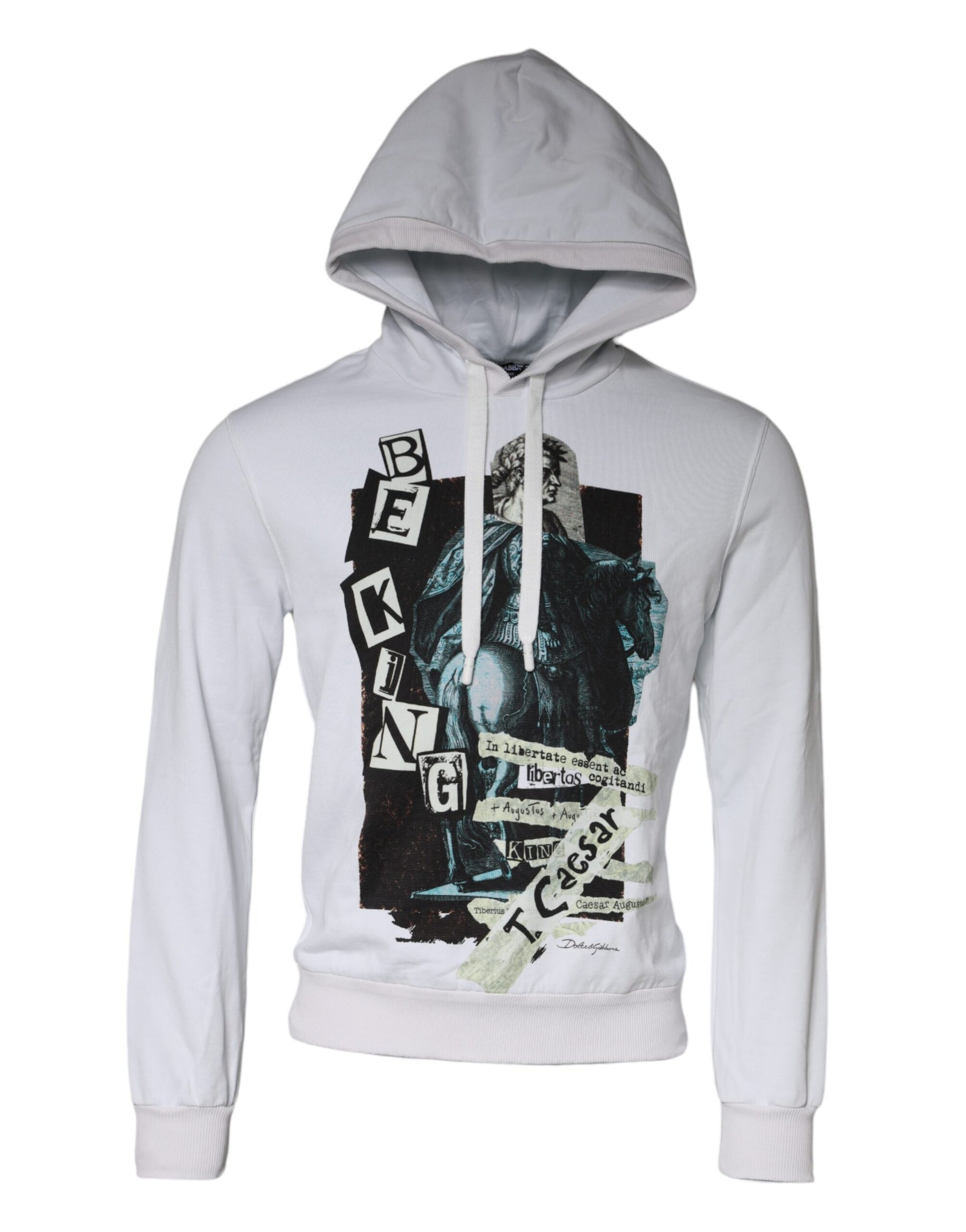 Dolce & Gabbana White Caesar Cotton Hooded Pullover Sweater | Regal Royce