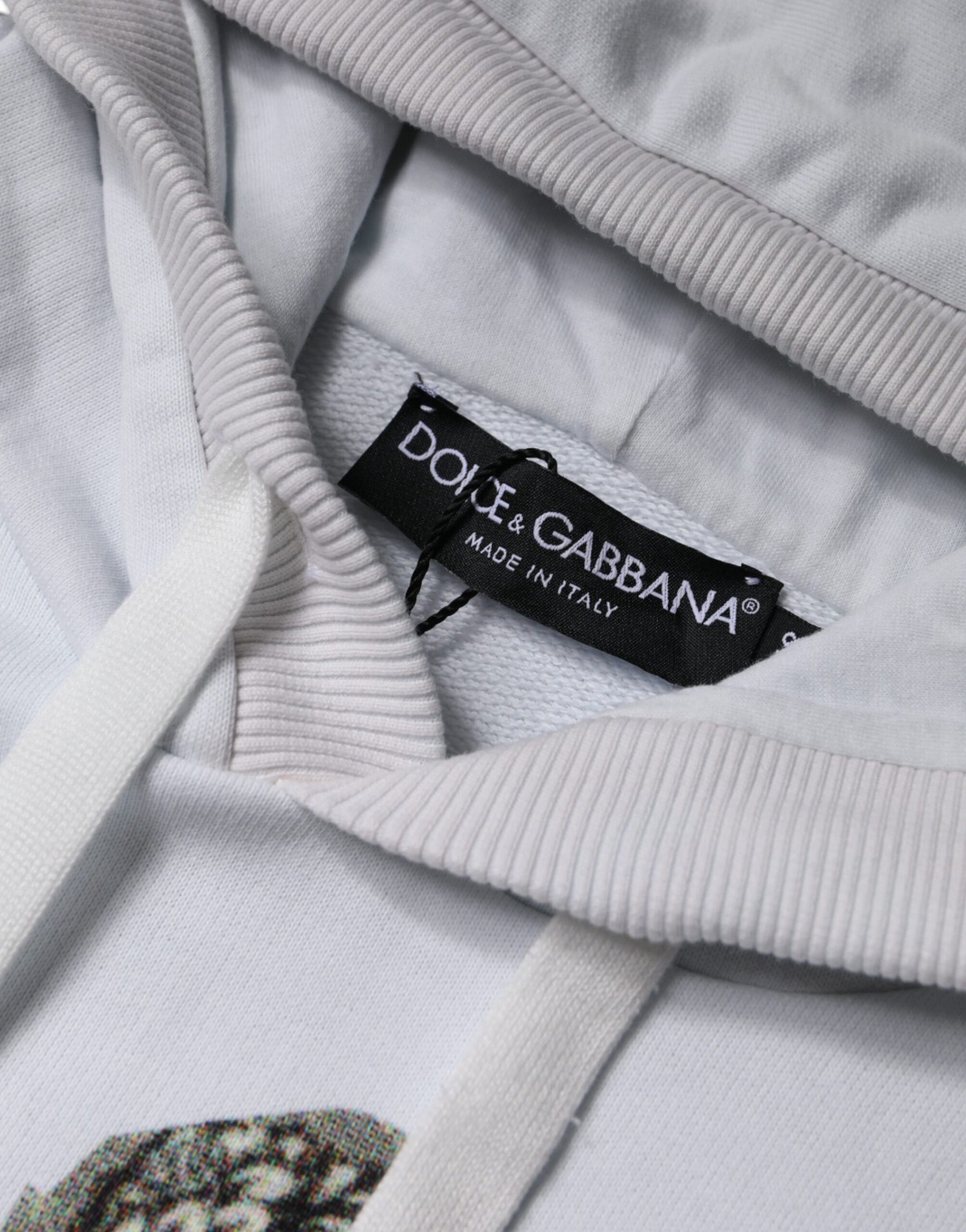 Dolce & Gabbana White Caesar Cotton Hooded Pullover Sweater | Regal Royce