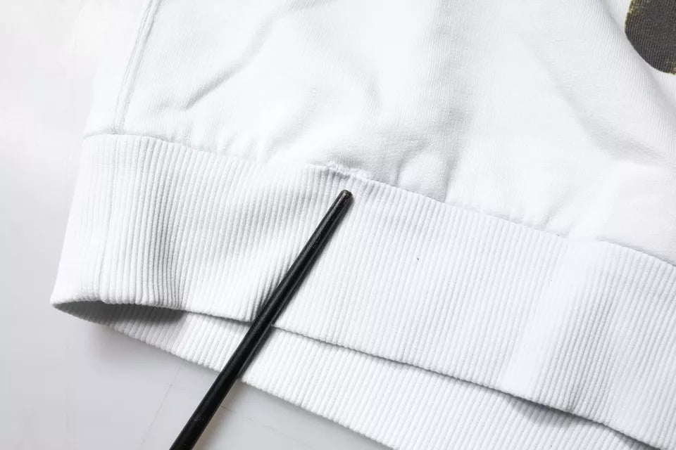 Dolce & Gabbana White Caesar Cotton Hooded Pullover Sweater | Regal Royce