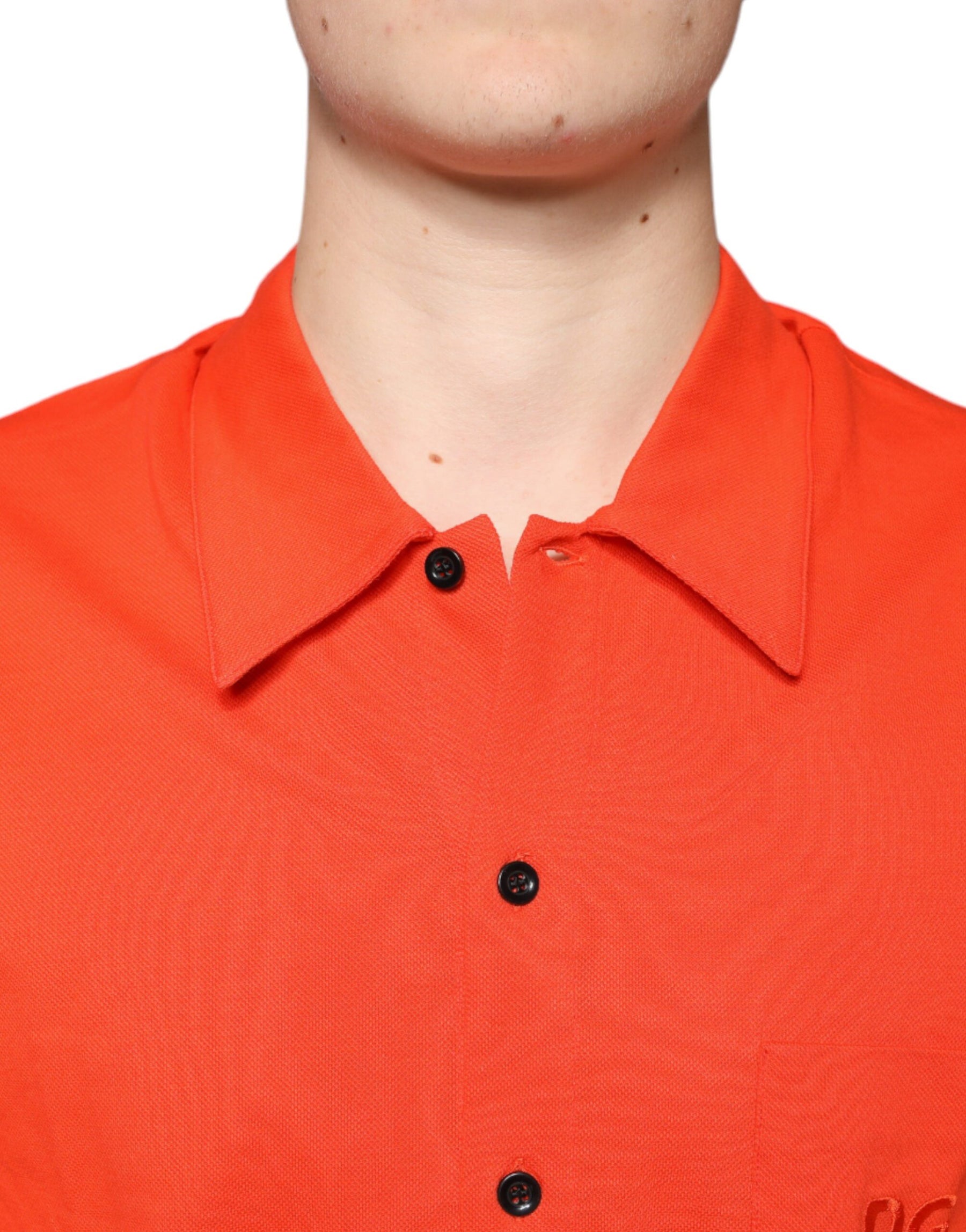 Dolce & Gabbana Orange Cotton Button Down Casual Polo Shirt | Regal Royce