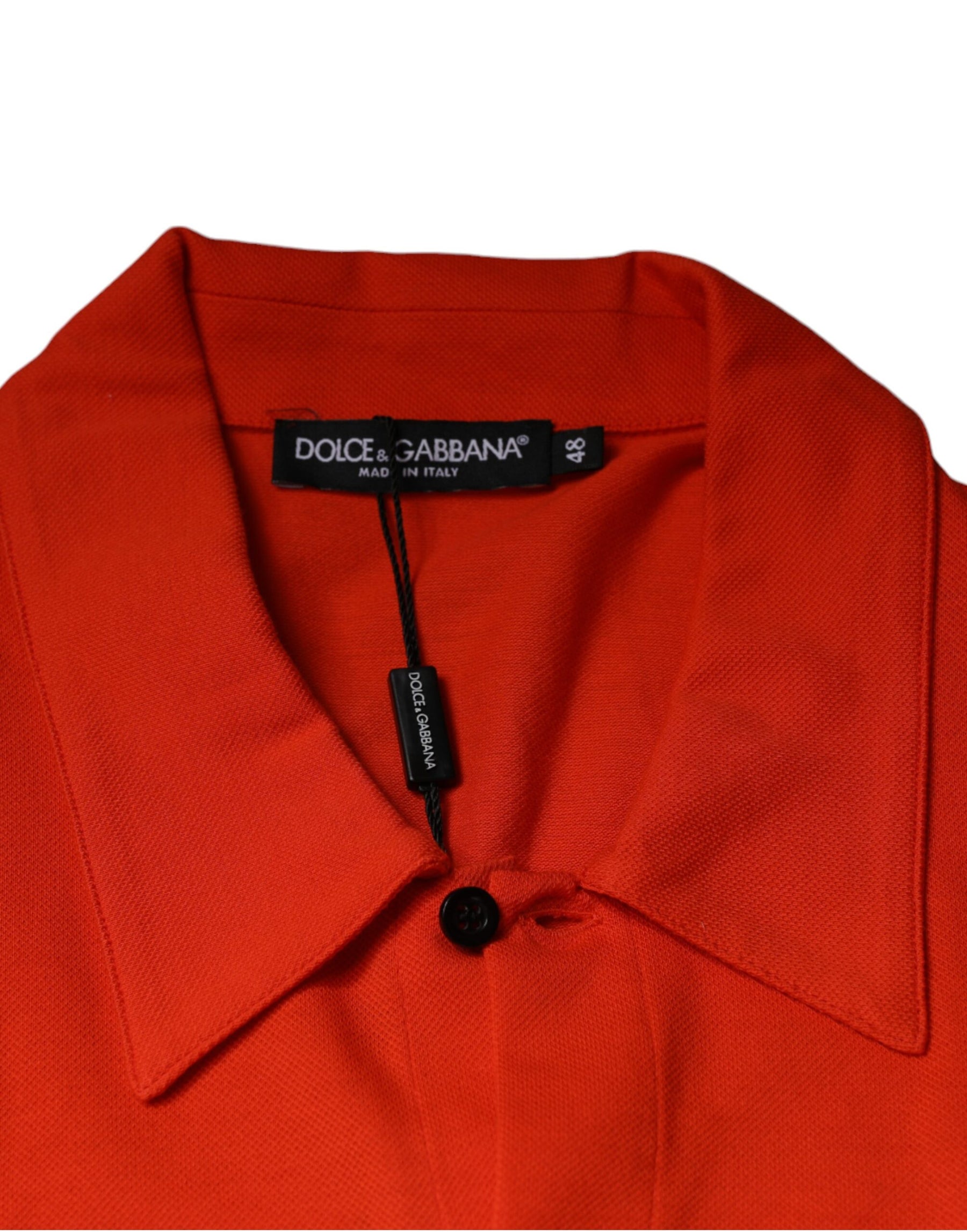 Dolce & Gabbana Orange Cotton Button Down Casual Polo Shirt | Regal Royce