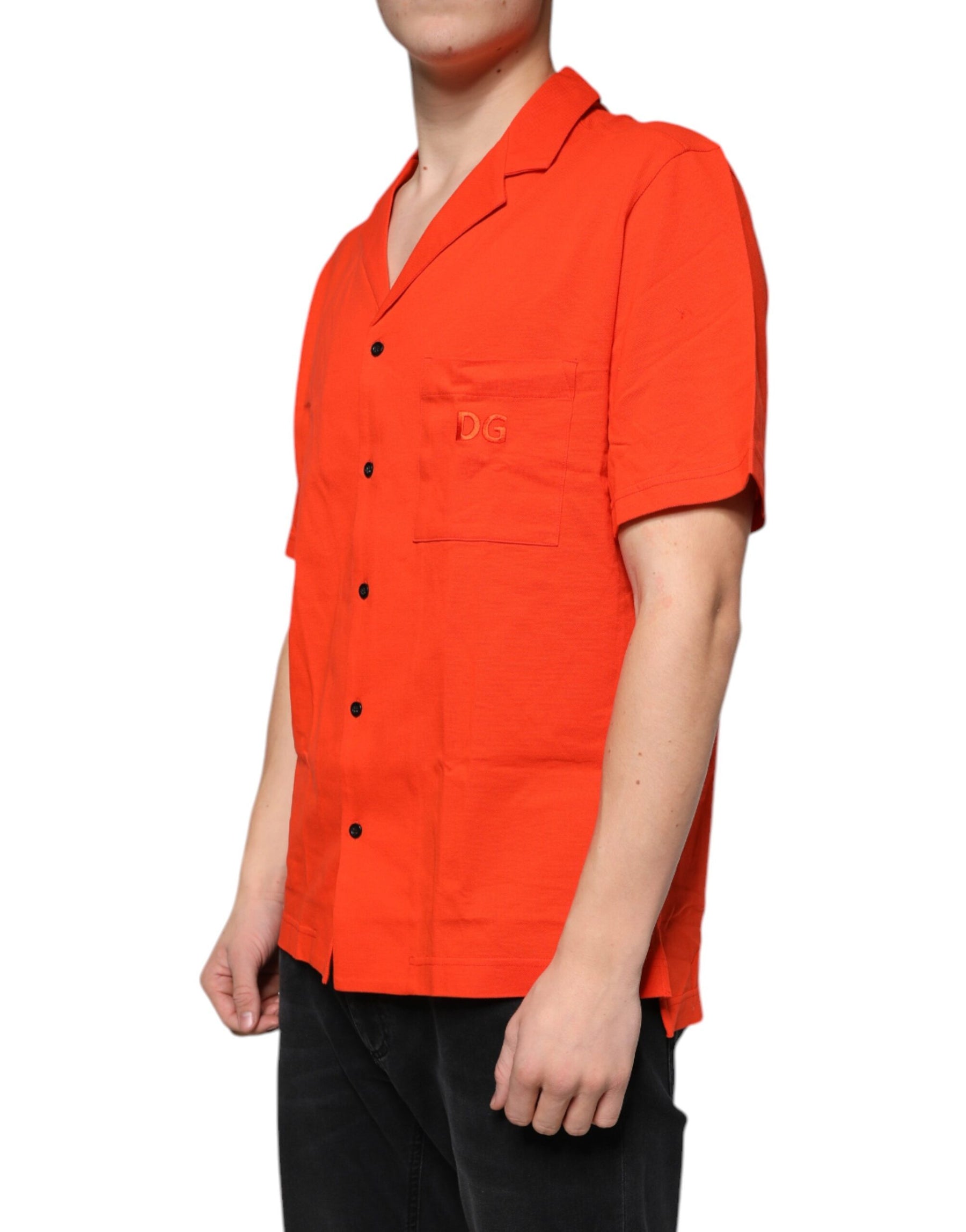 Dolce & Gabbana Orange Cotton Button Down Casual Polo Shirt | Regal Royce