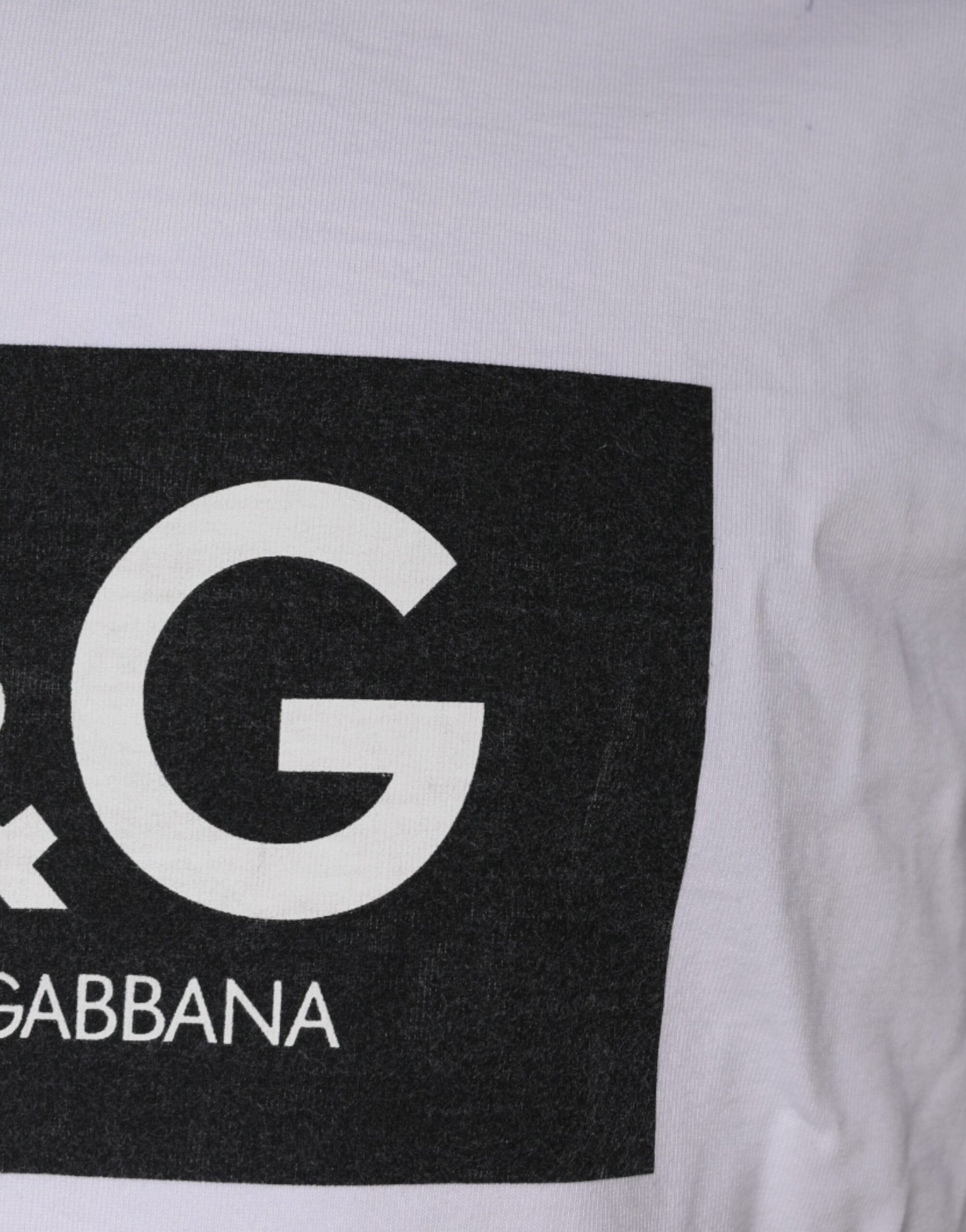 Dolce & Gabbana White Logo Print Cotton Crew Neck T-shirt | Regal Royce